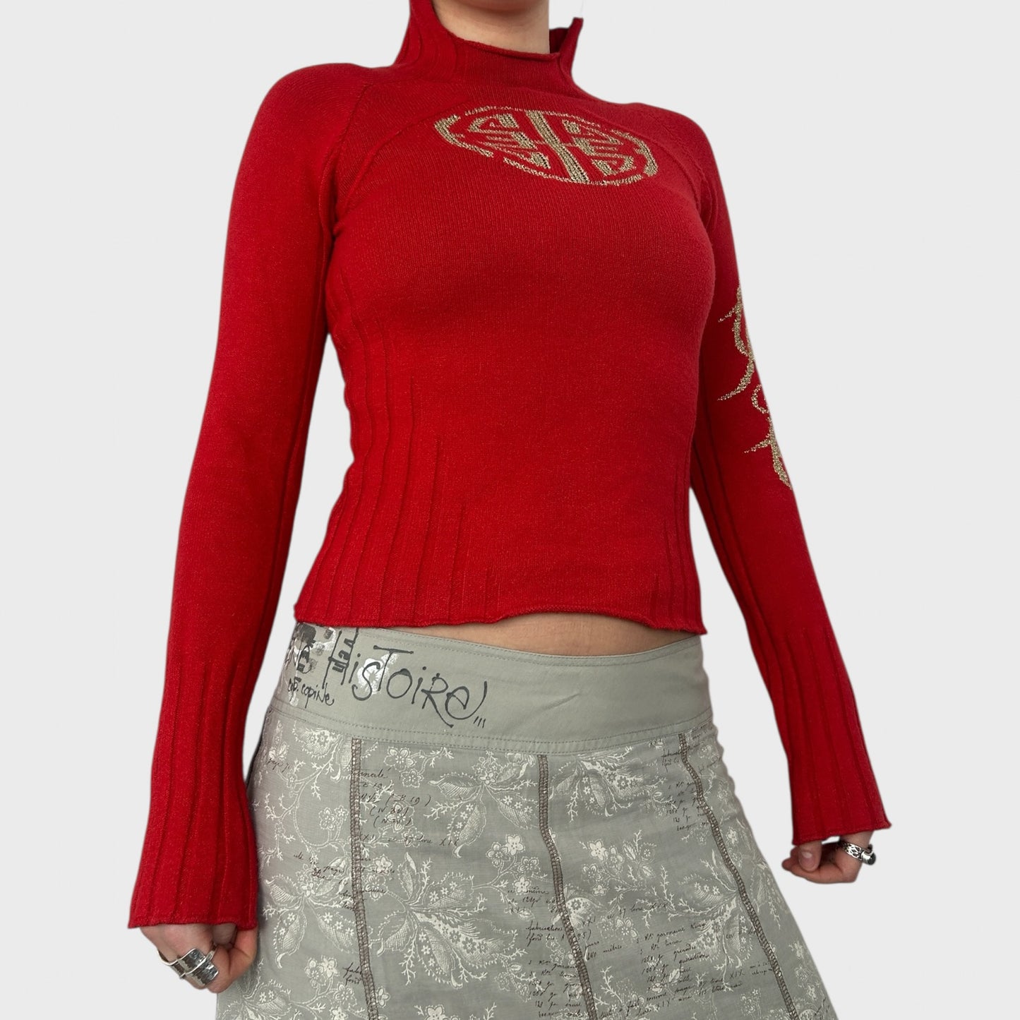 Roberto Cavalli Red Graphic Knit Jumper - XS/S
