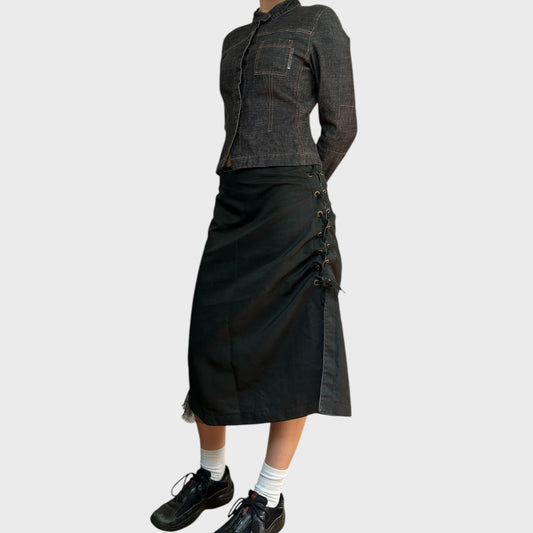 Cop Copine Lace-Up Midi Skirt