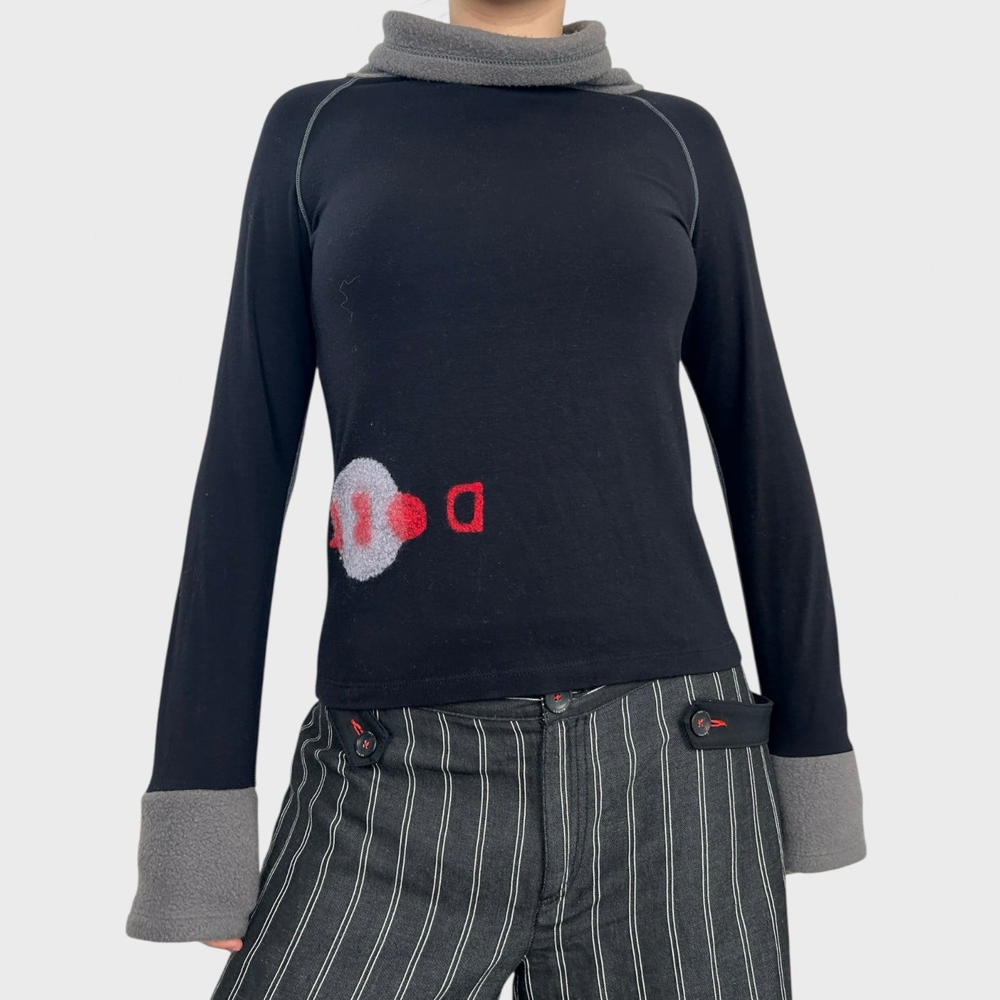 Cop Copine Black Bi-Material Graphic Long Sleeve - M