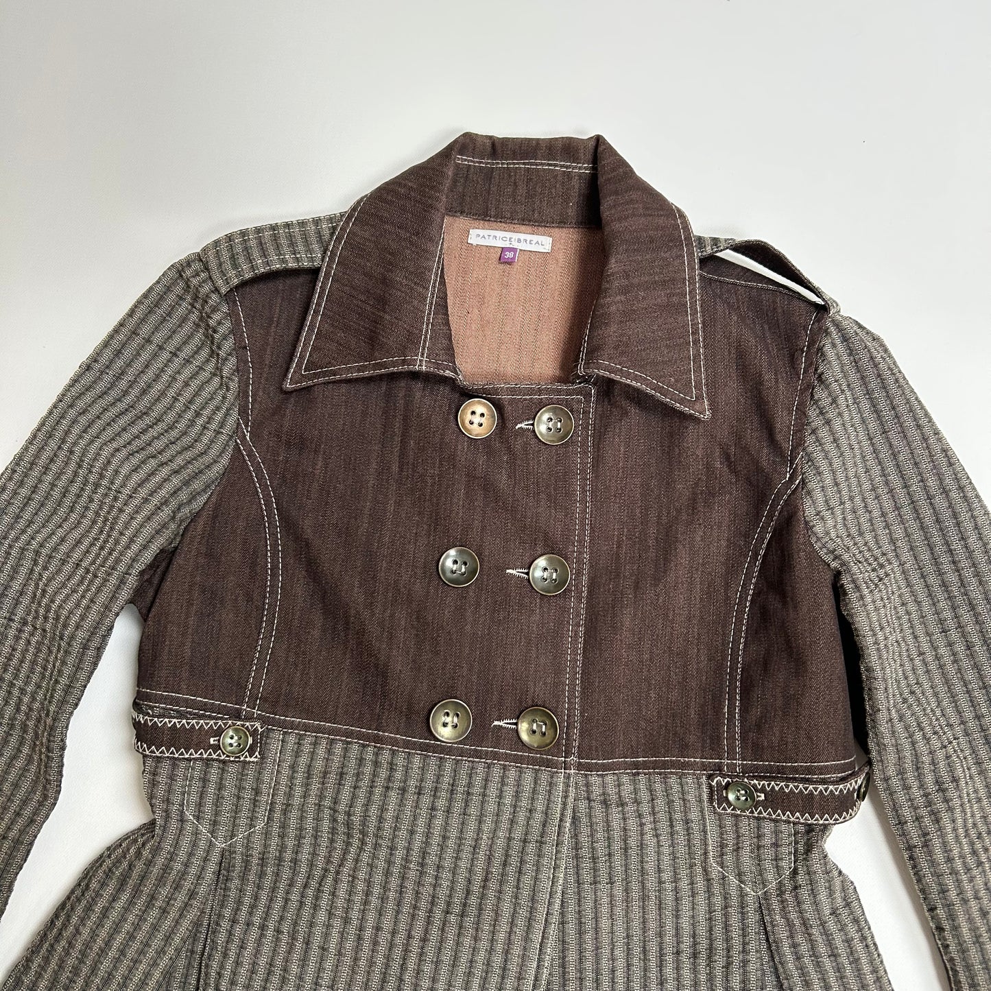 Striped Button-Up Double-Breasted Jacket