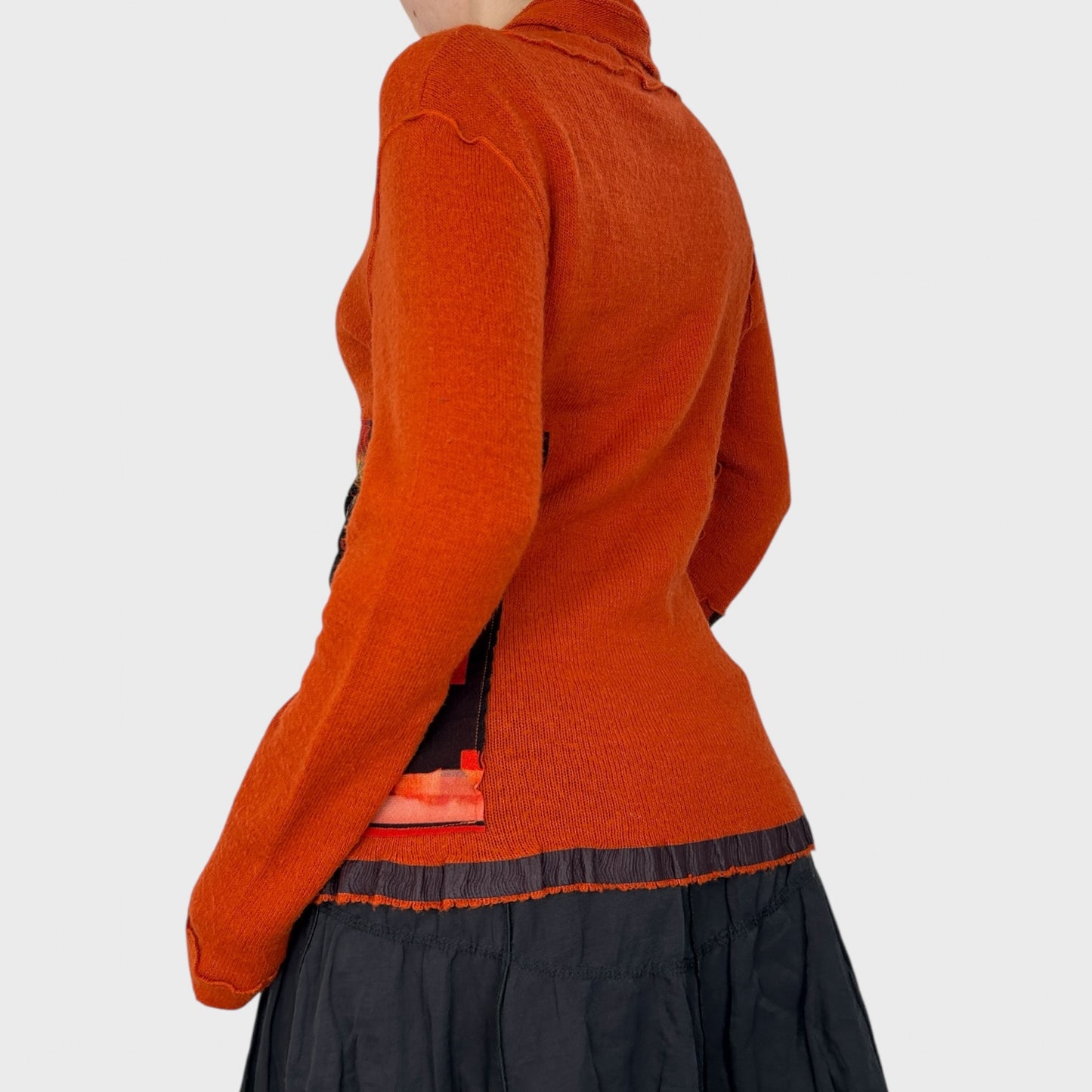 Cop Copine Orange Graphic Knit Jumper - M
