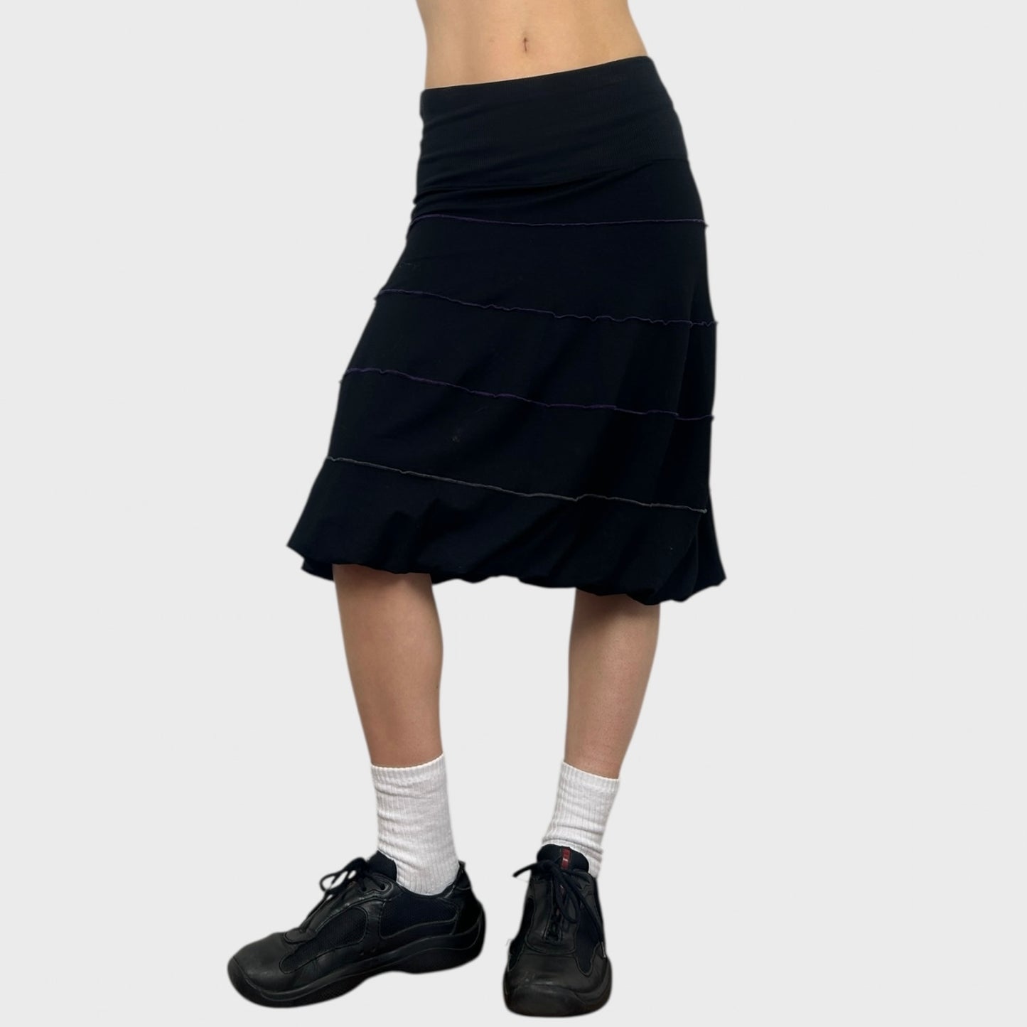 Cop Copine Black Tiered Bubble Midi Skirt - M