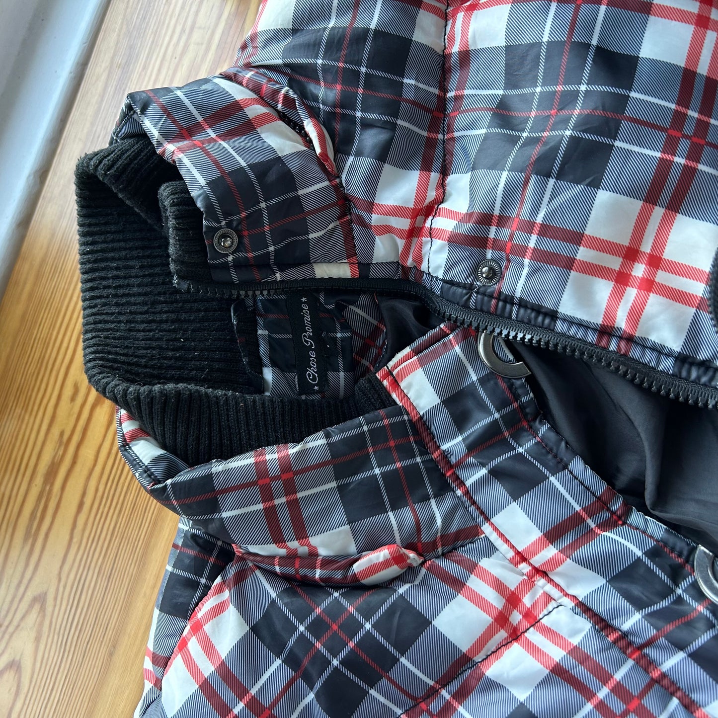 Checked Puffer Bomber Jacket - M