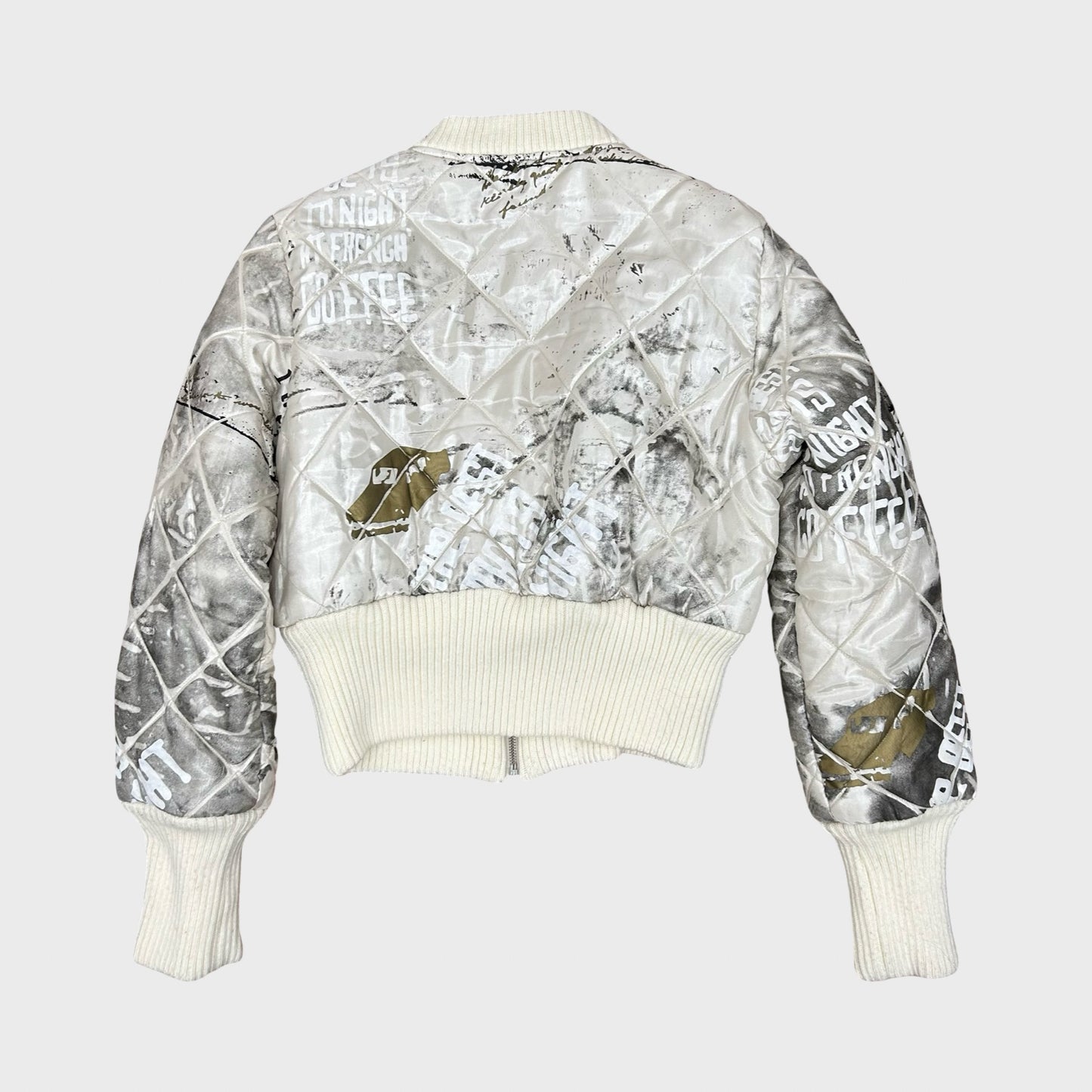 Vintage Graphic Cropped Bomber Jacket - S