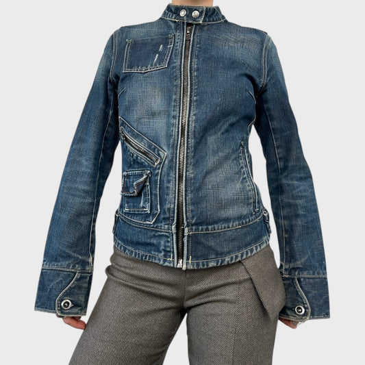 Vintage Denim Zip-Up Jacket - S