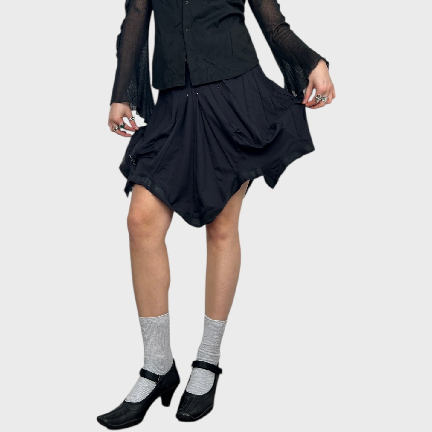 Marithé + François Girbaud Ruffle Ruched Mini Skirt - S