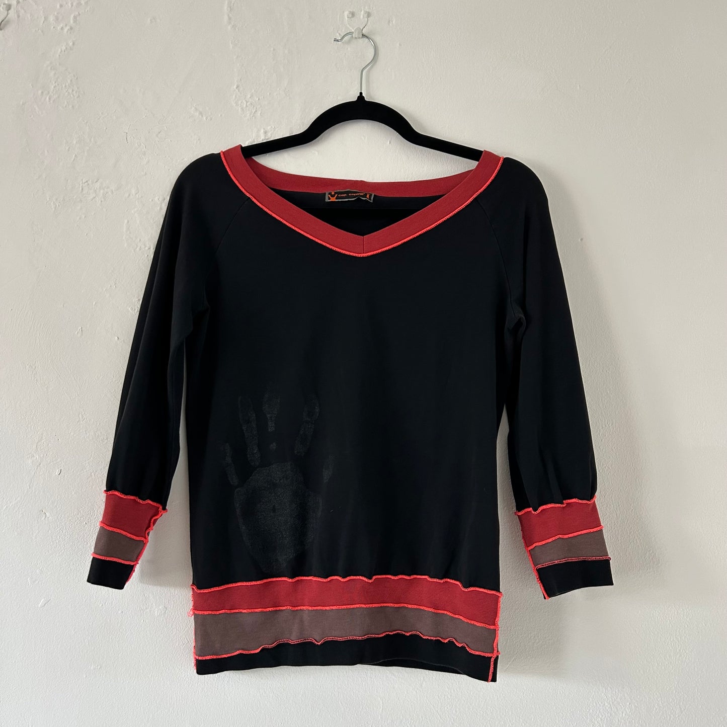 Cop Copine Black & Red Slouchy Graphic Top - Size S