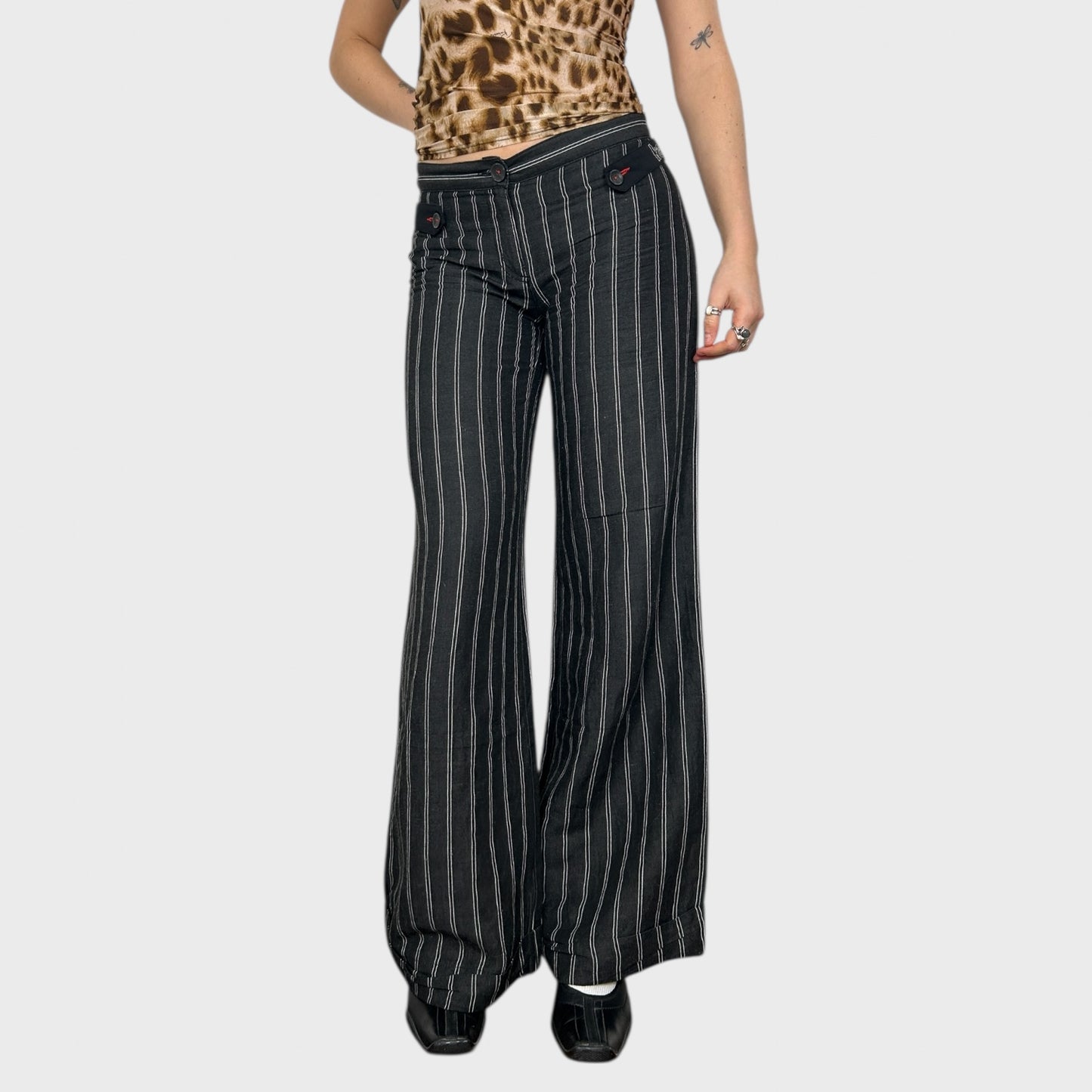 Cop Copine Wide Leg Striped Trousers - S