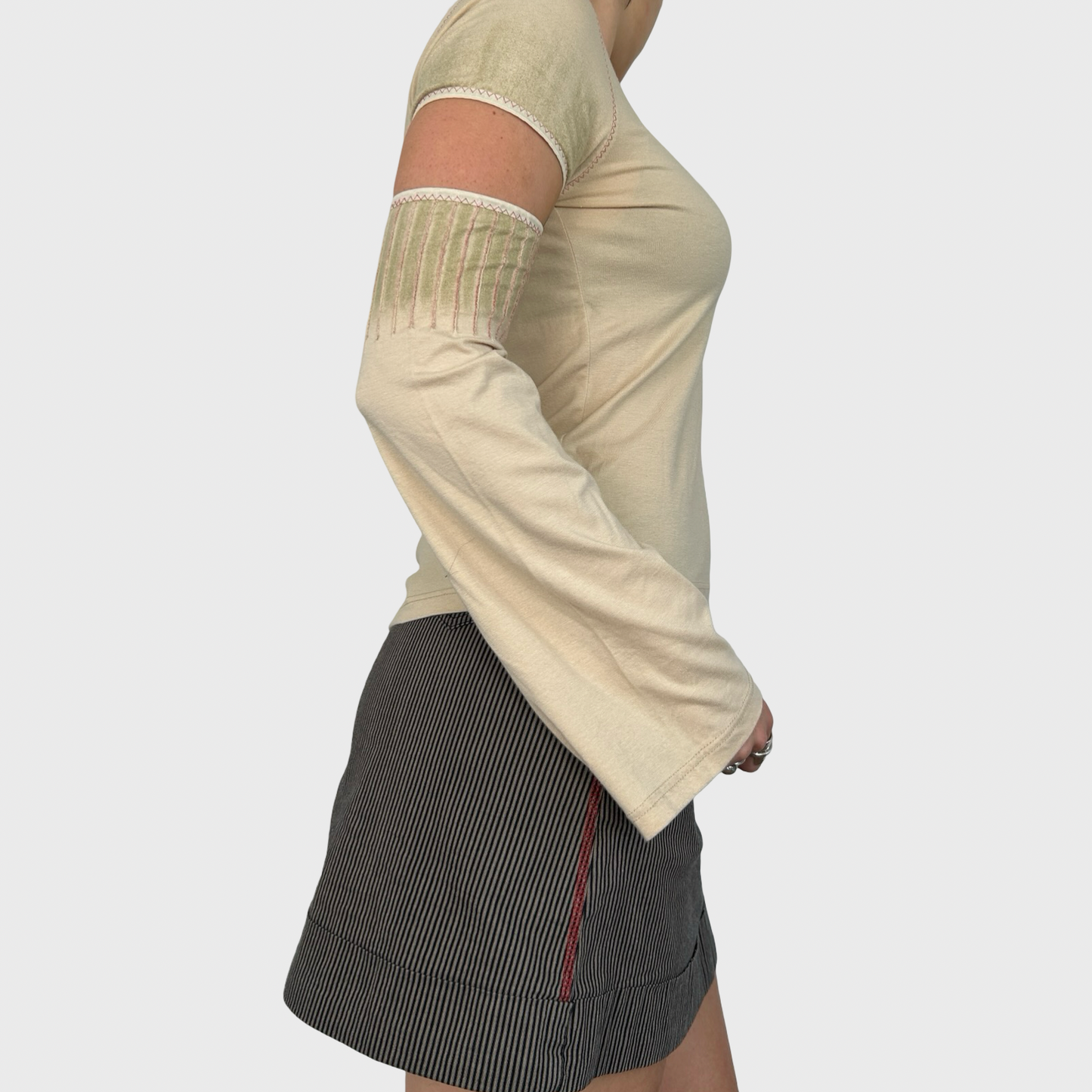 Cop Copine BNWT Beige Top with Detachable Sleeves - M