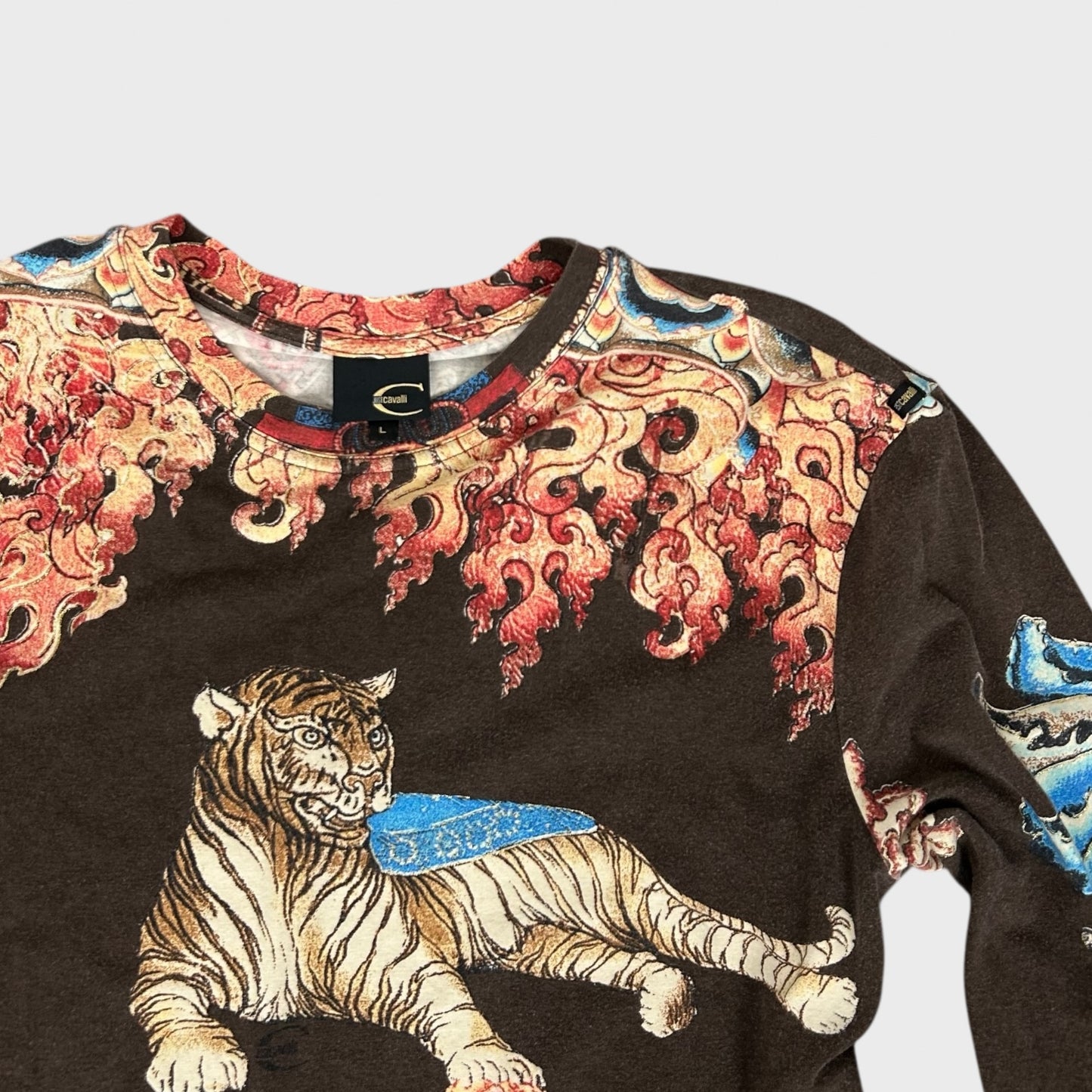 Roberto Cavalli Graphic Print Long Sleeve Top - L