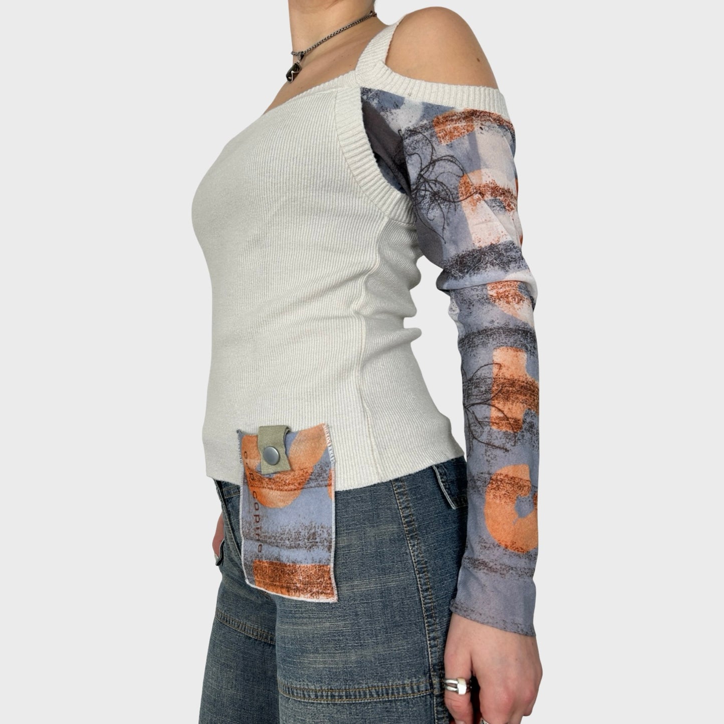 Cop Copine Bi-Material Long Sleeve Knit Top - M