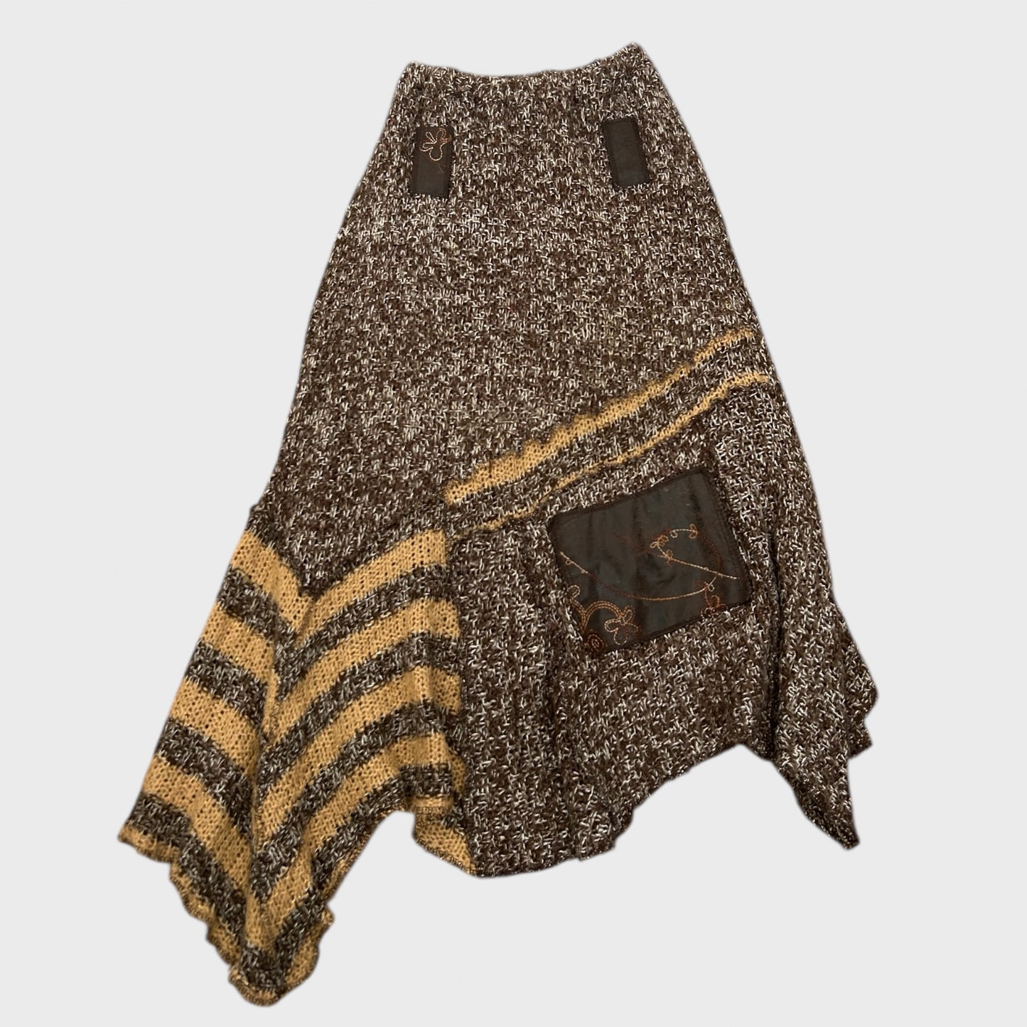 Vintage Knit Brown Maxi Skirt - S