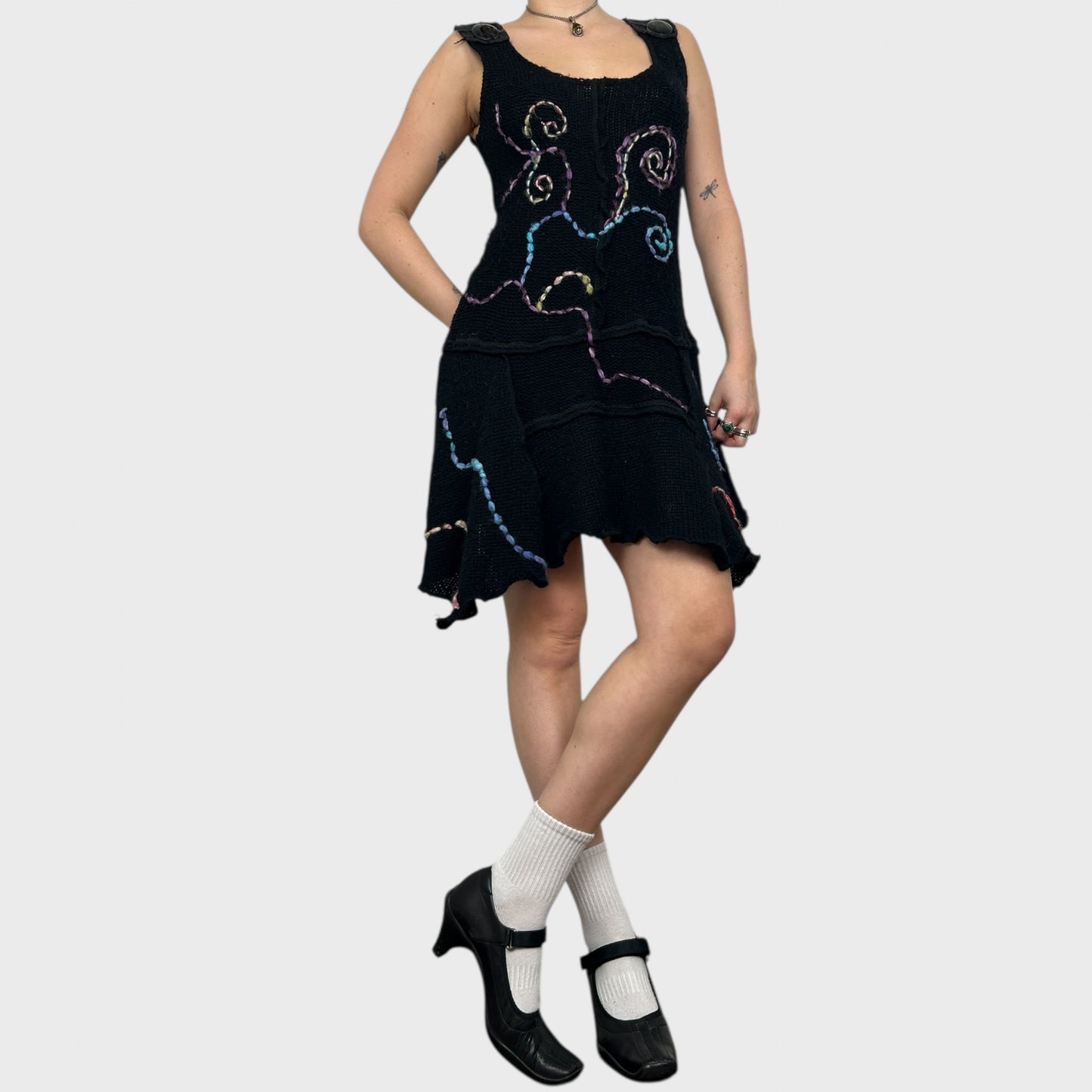 Vintage Knit Swirl Mini Dress - M