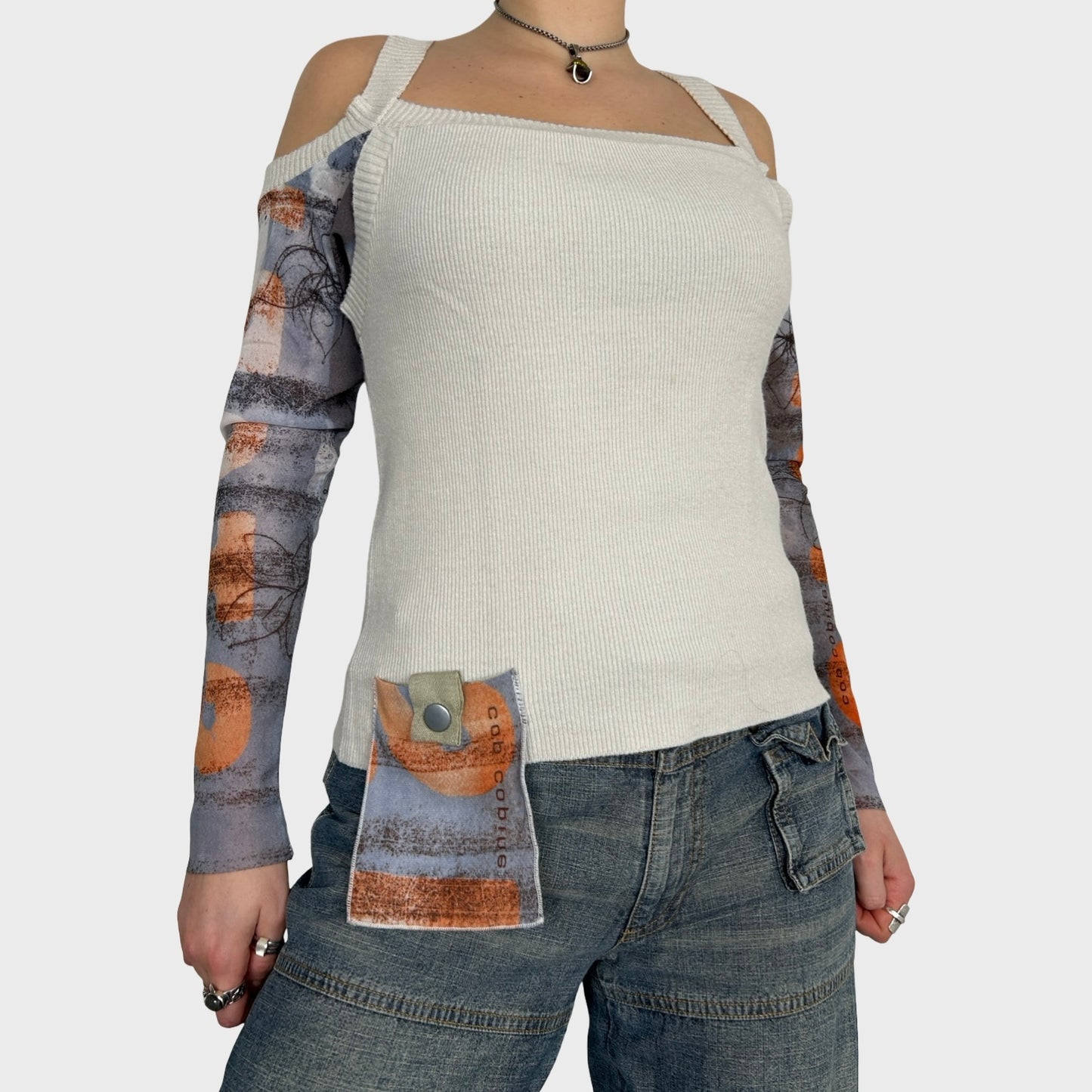 Cop Copine Bi-Material Long Sleeve Knit Top - M