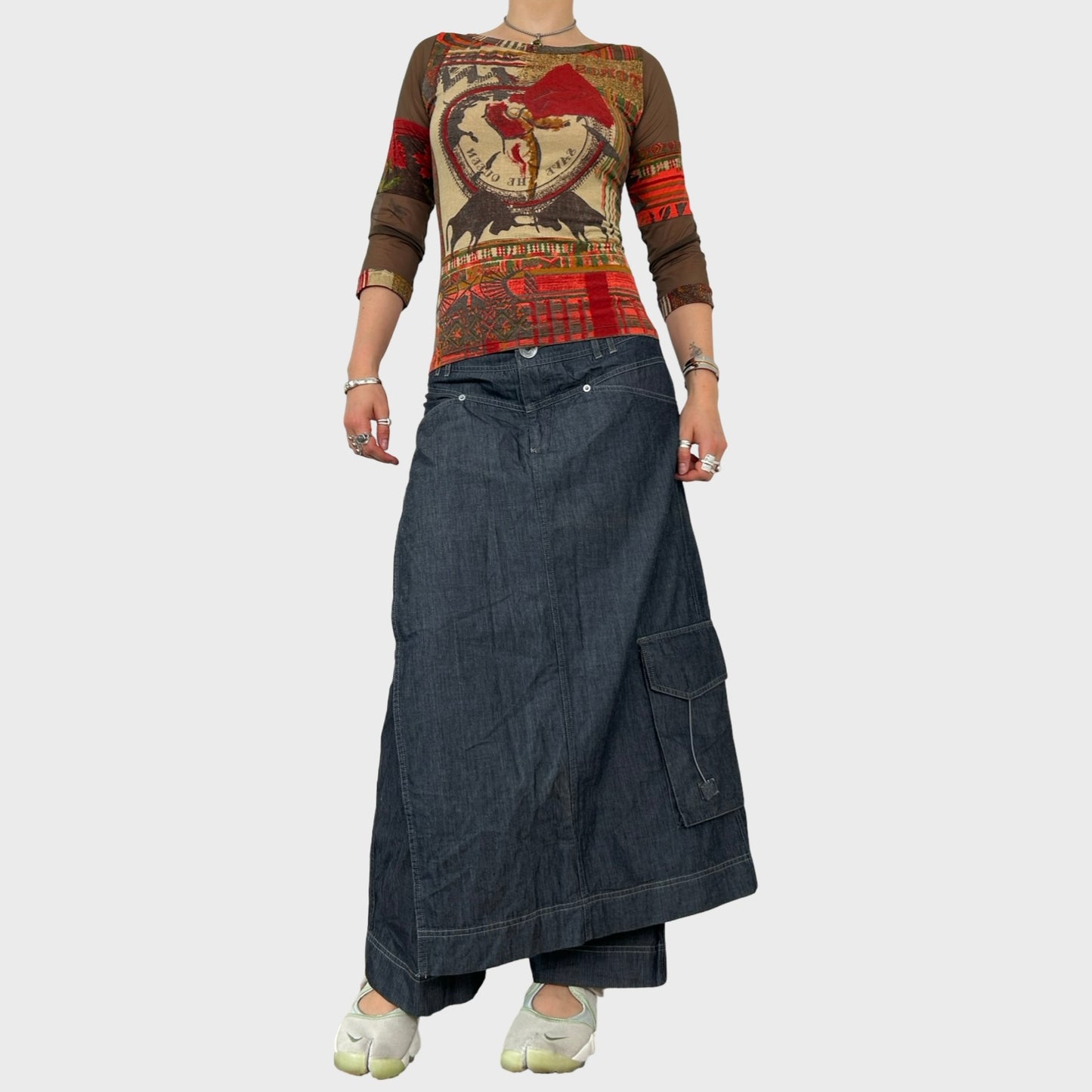 Cop Copine Denim Skirt Trousers - M