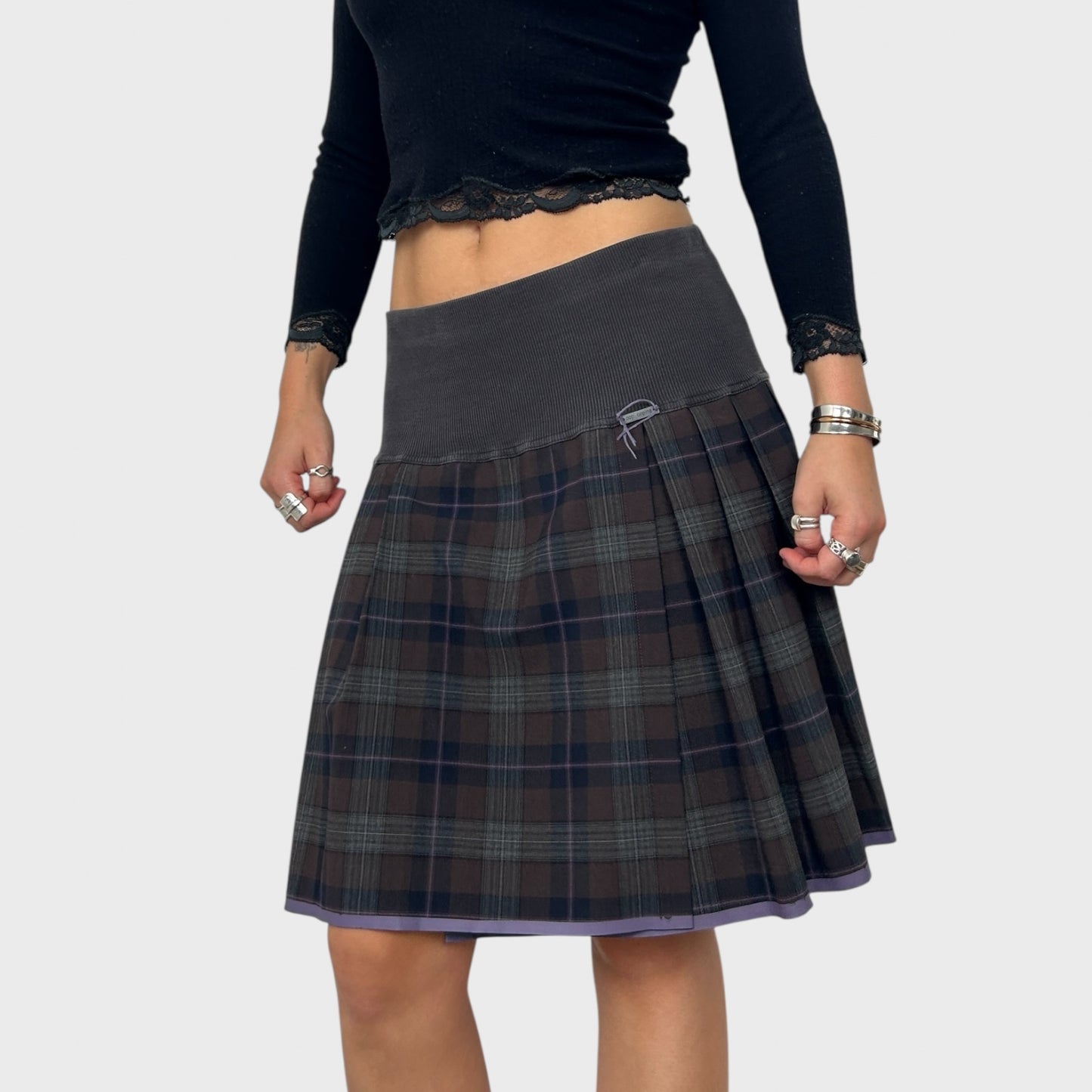 Cop Copine Checked Midi Skirt - S/M