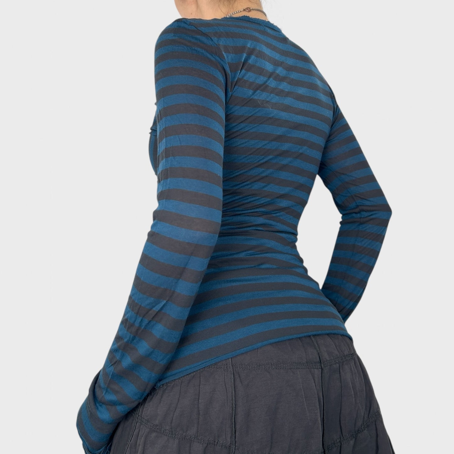 Miss Sixty Striped V-Neck Long Sleeve Top - S