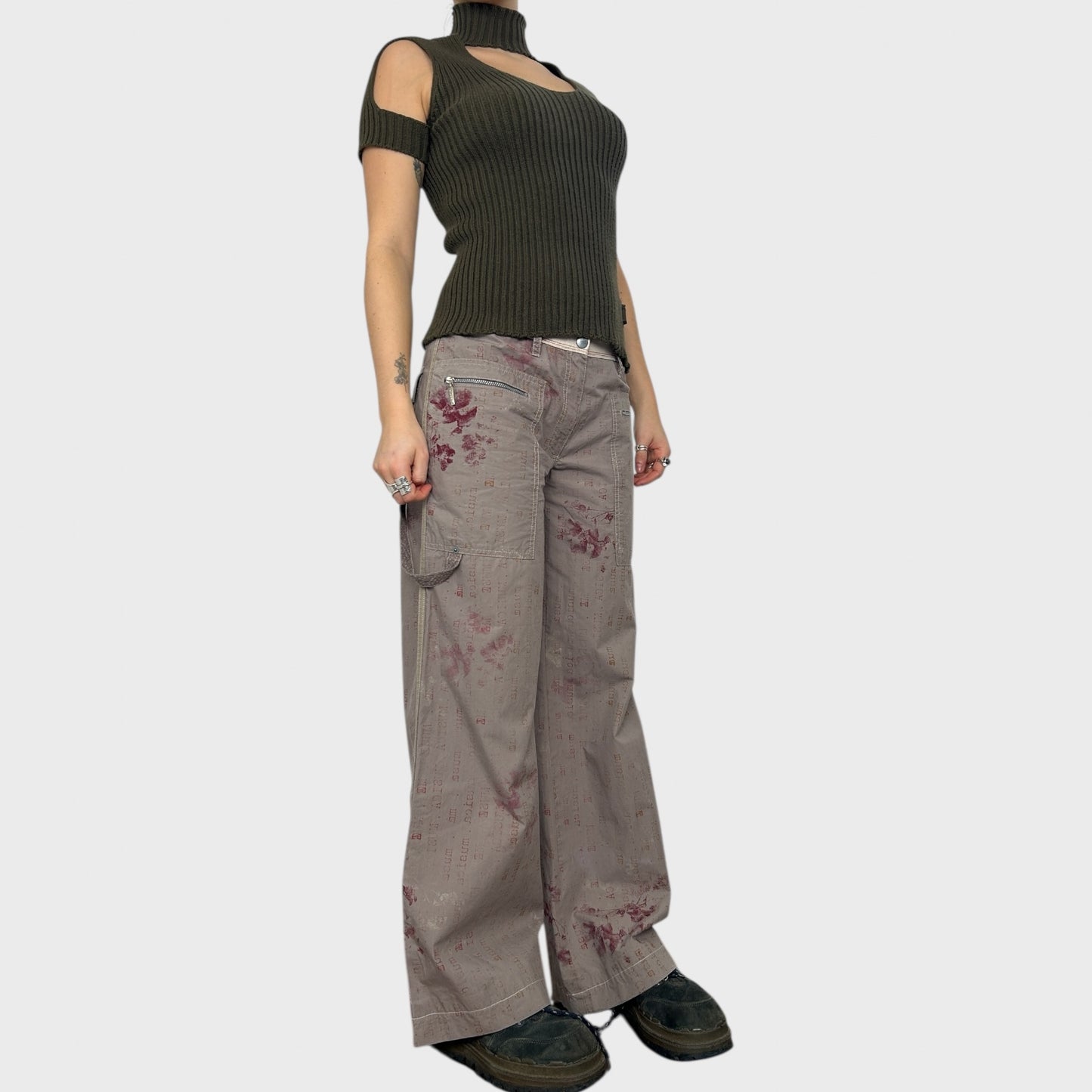 Cop Copine Graphic Print Wide Leg Trousers - M