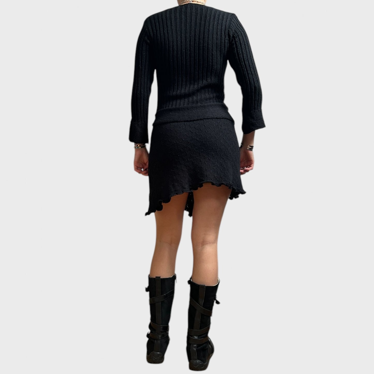 Vintage 90s Black Knitted Mini Dress