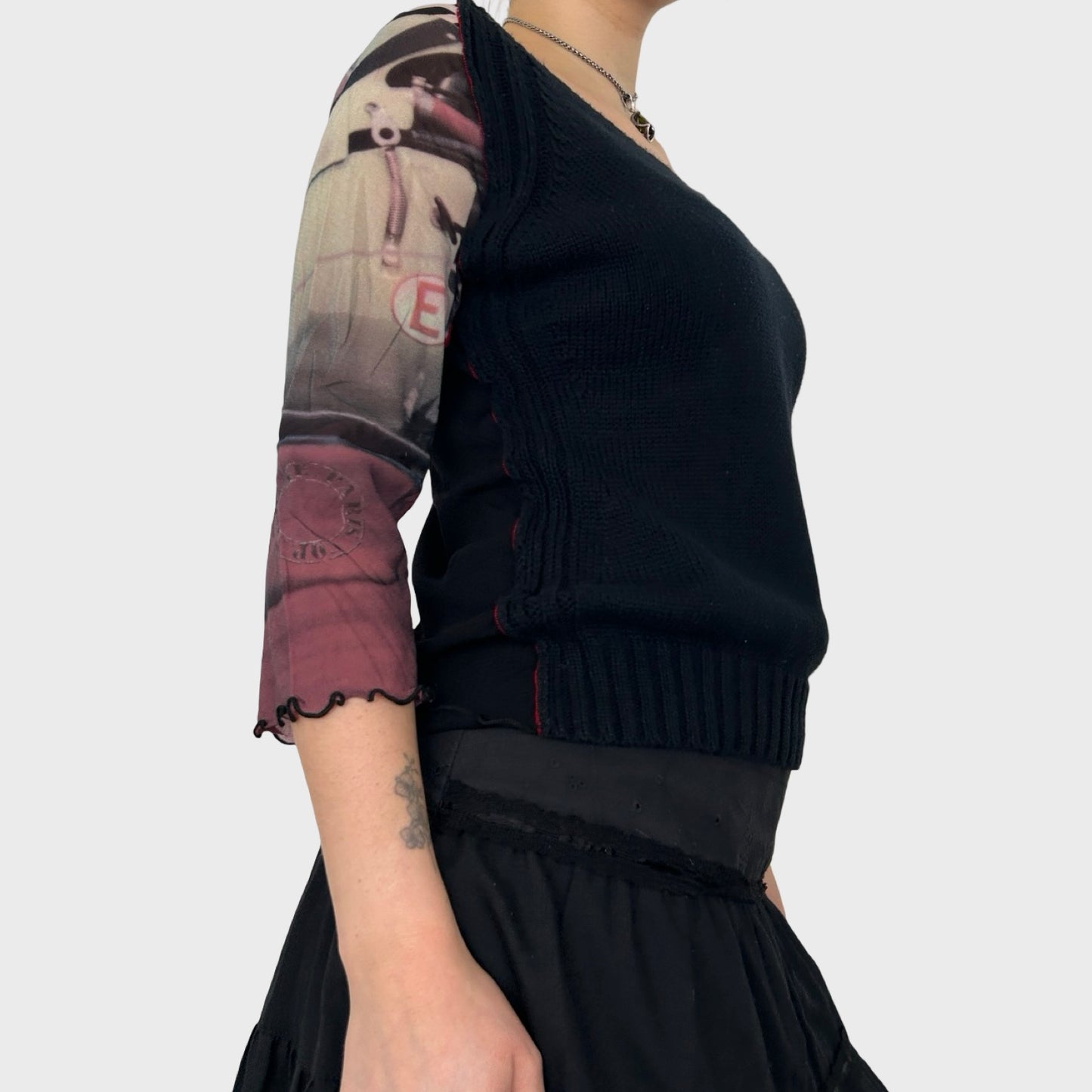 Cop Copine Bi-Material Knit Top - M