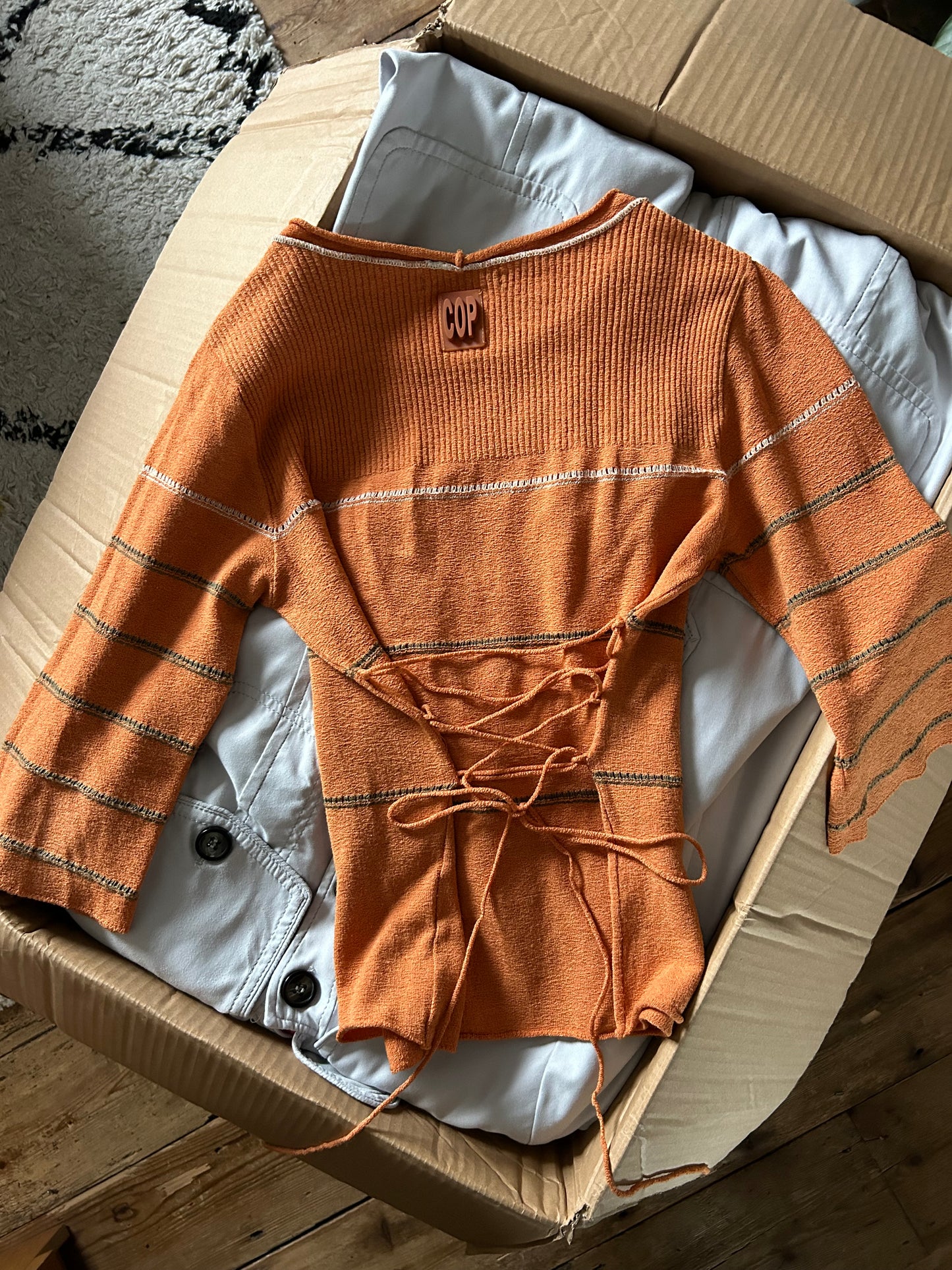 Cop Copine Orange Corset Tie Back Jumper - M