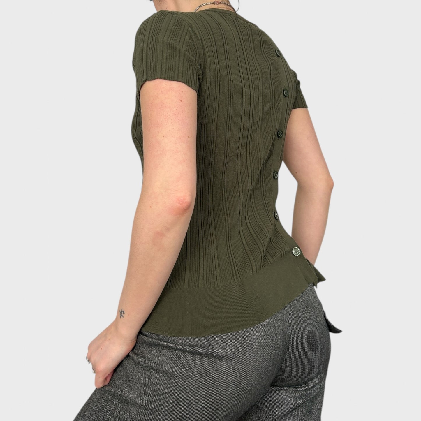 Diesel Khaki Asymmetric Button Top - M/L