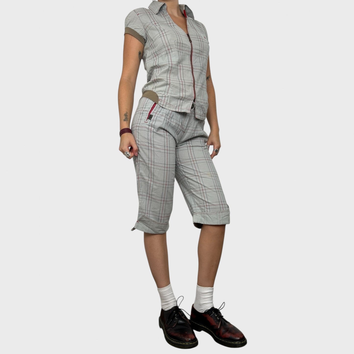 Cop Copine Grey Check Capris - S