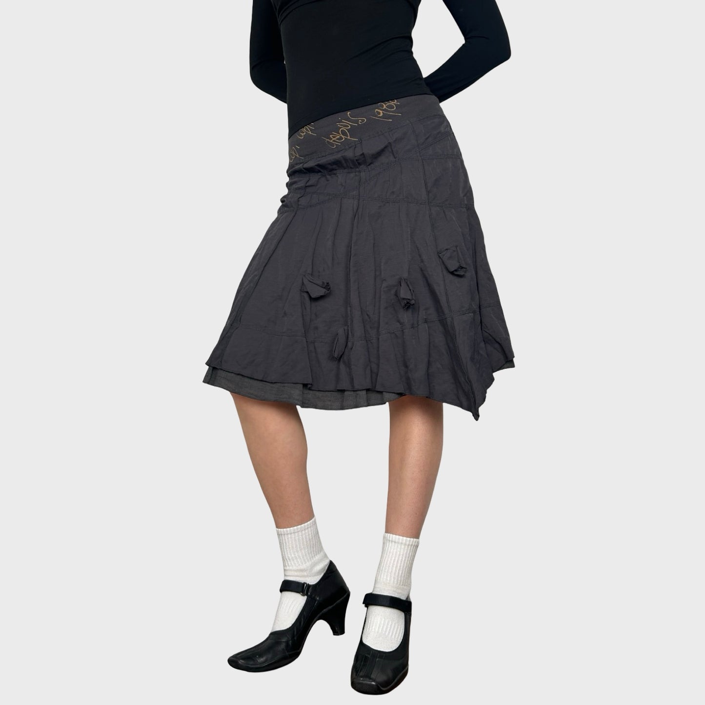 Cop Copine Grey Ruffle Midi Skirt - S