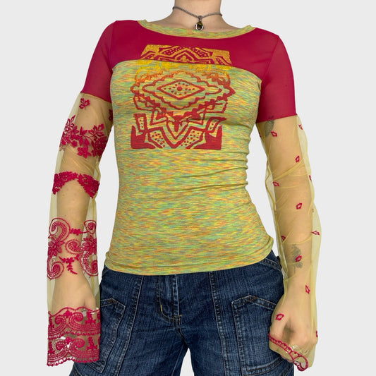 Save the Queen Graphic Mesh Long Sleeve – XS/S