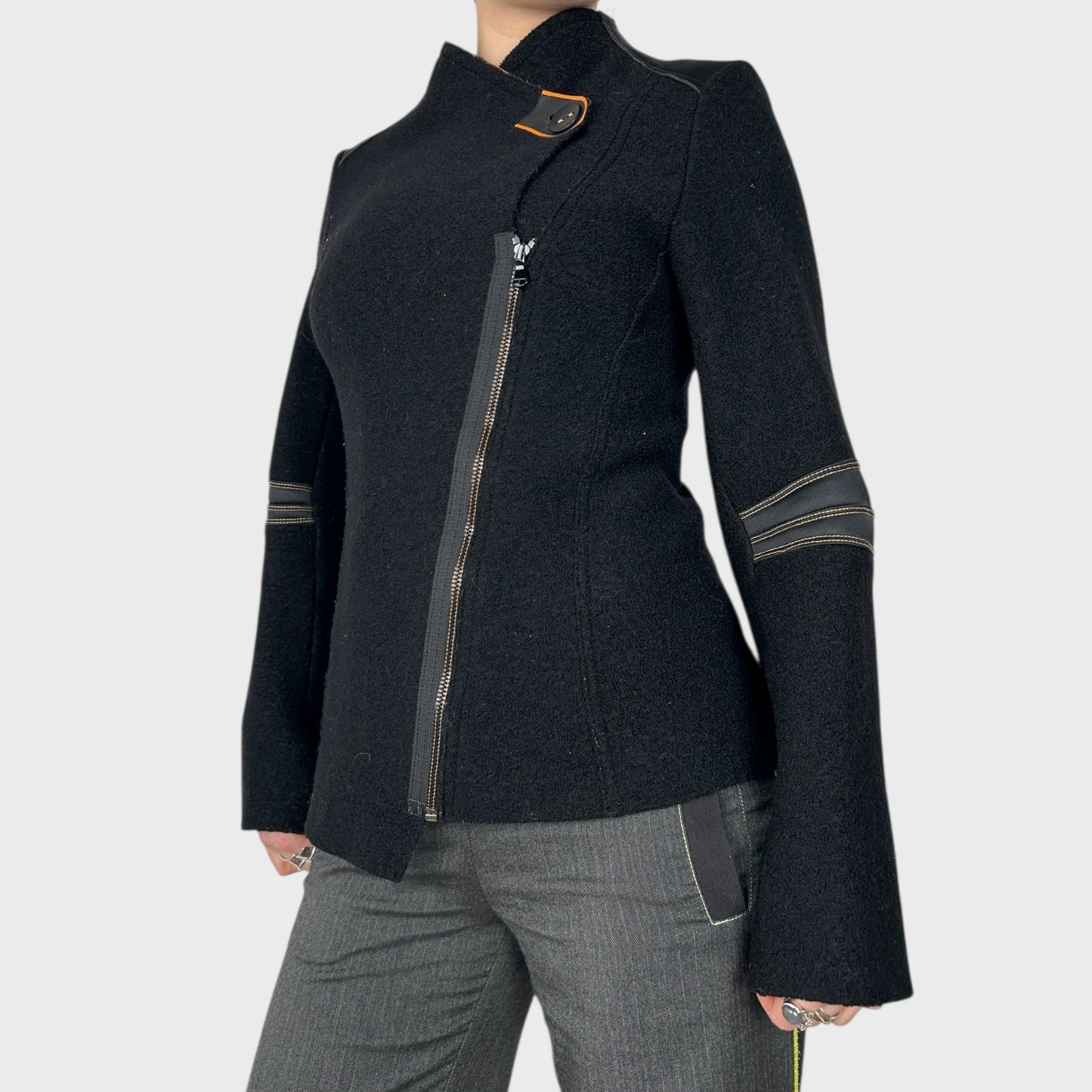 Cop Copine Asymmetric Zip Coat - S/M