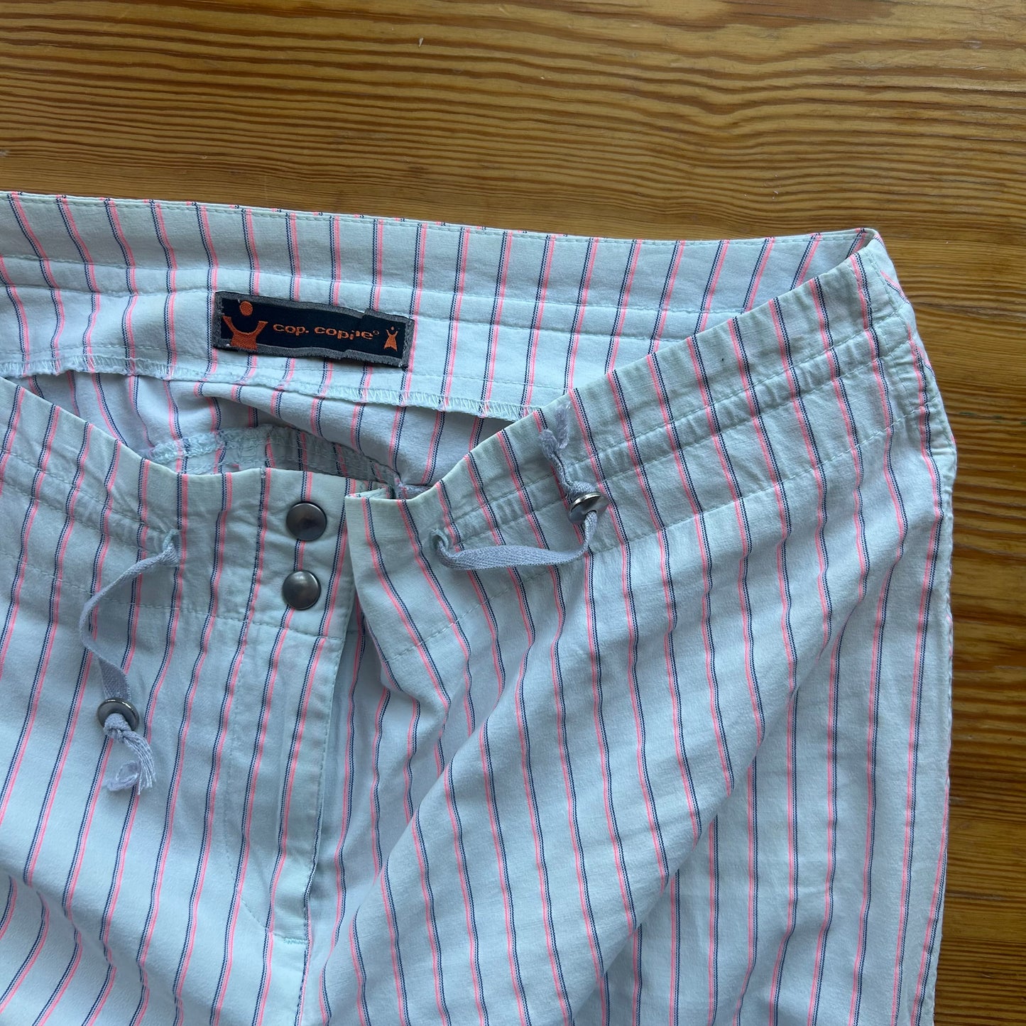 Cop Copine White & Pink Striped Capri Trousers - S