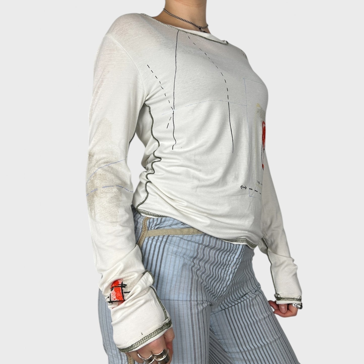 Cop Copine Slouchy Graphic Long Sleeve Top - L
