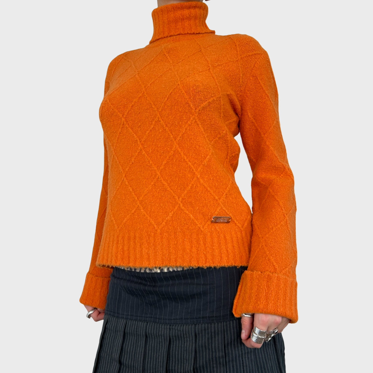 Versace Orange Roll Neck Jumper - M