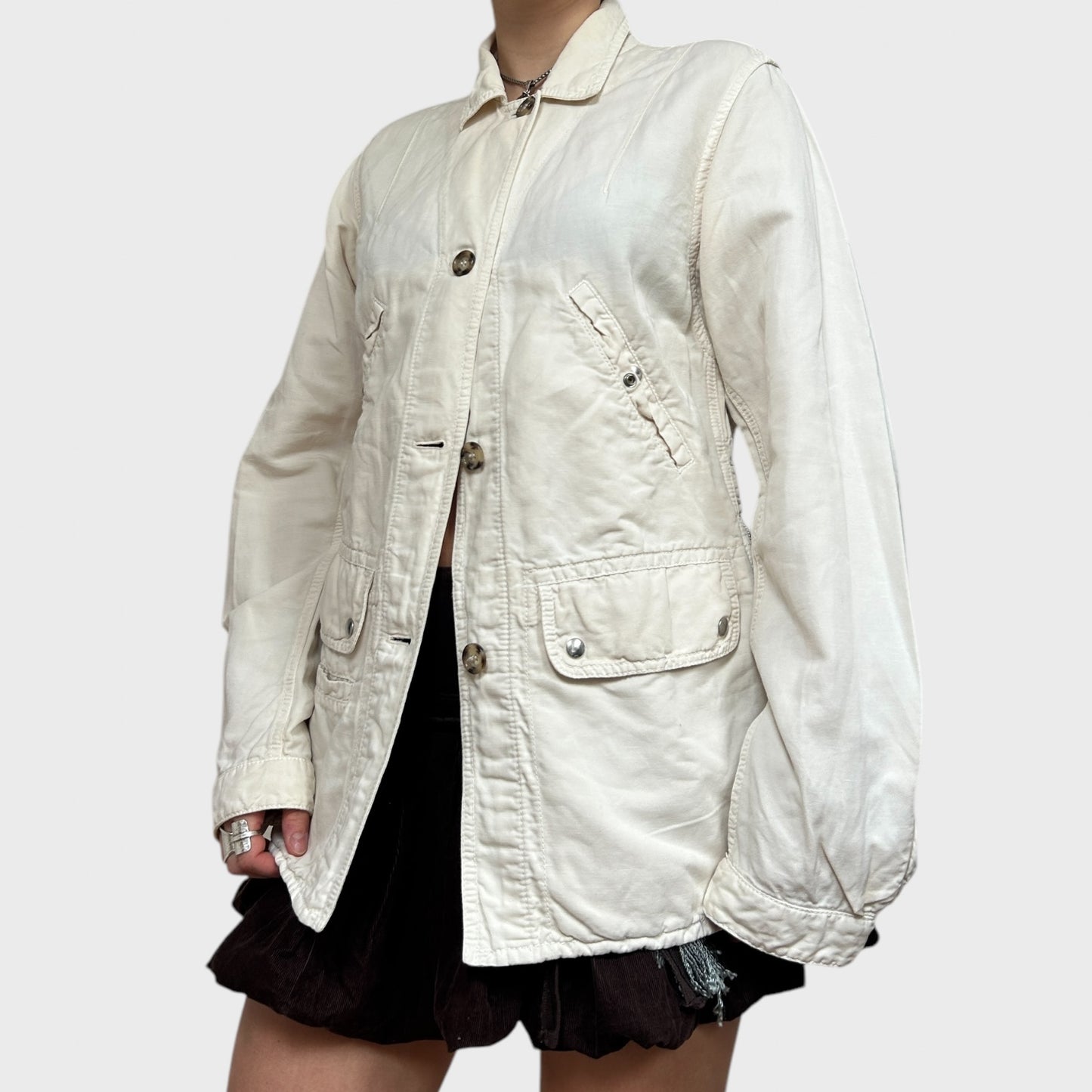 Vintage Prada Sport Red Label Cream Linen Button Jacket