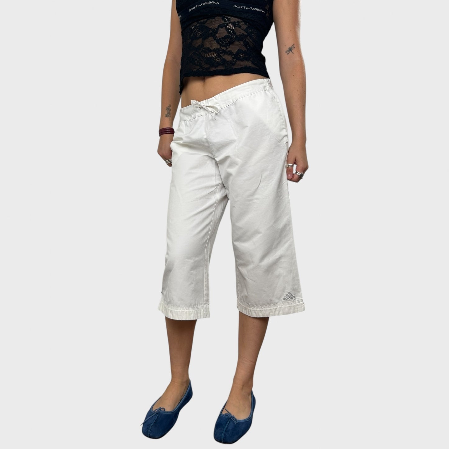 White Adidas Sporty Capris - S/M
