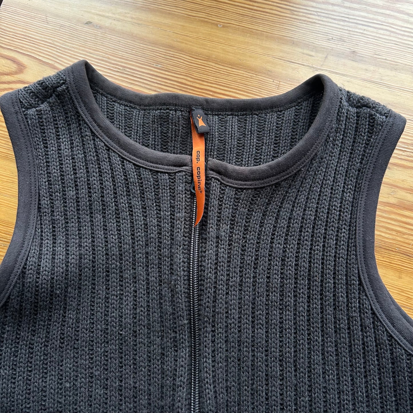 Cop Copine Brown Sleeveless Double Zip Jumper - M/L