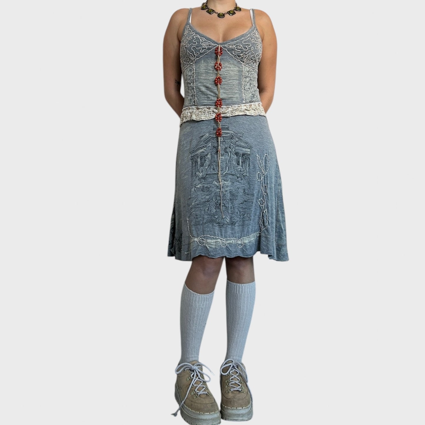 Save the queen embroidered dress