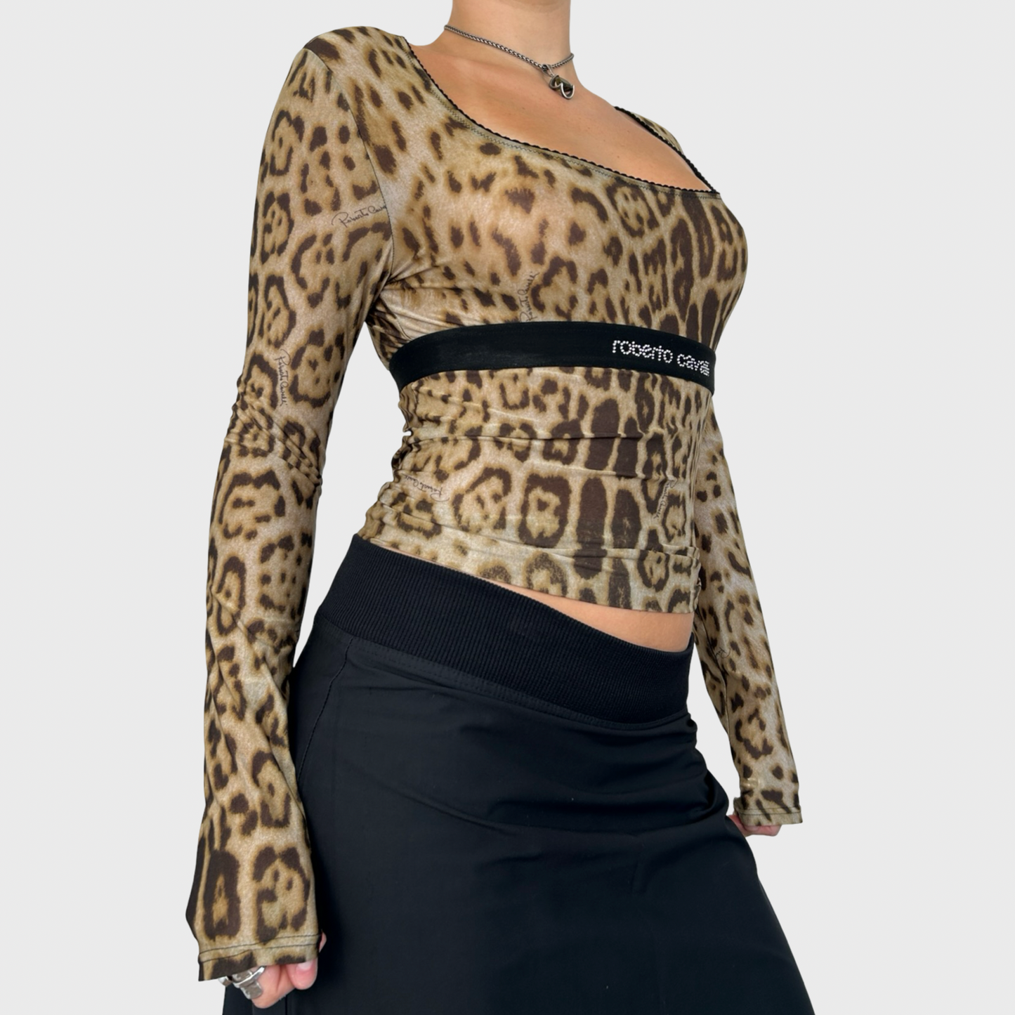 Roberto Cavalli Leopard Print Long Sleeve Top - M/L