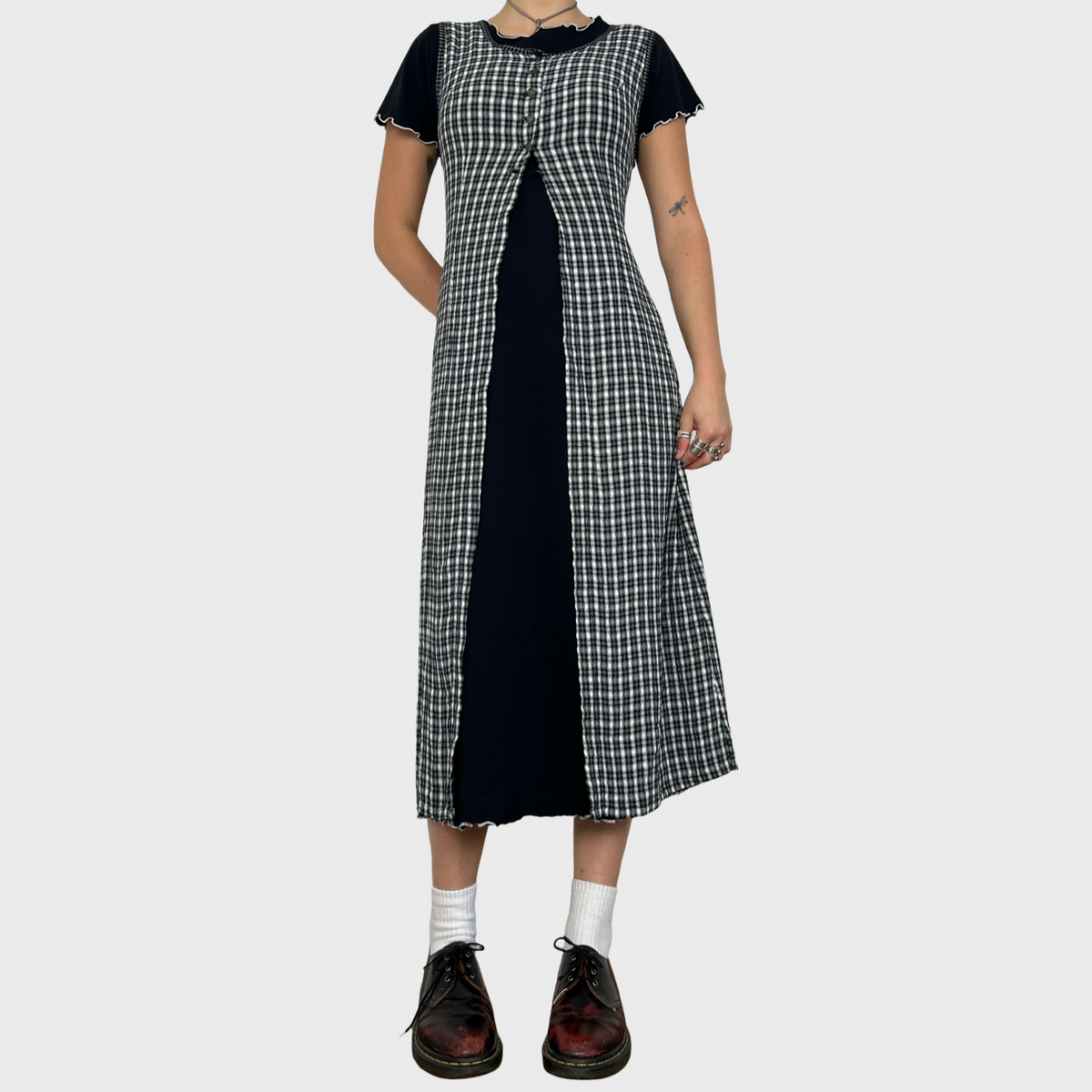 Cop Copine Double Layer Checkered Maxi Dress - M