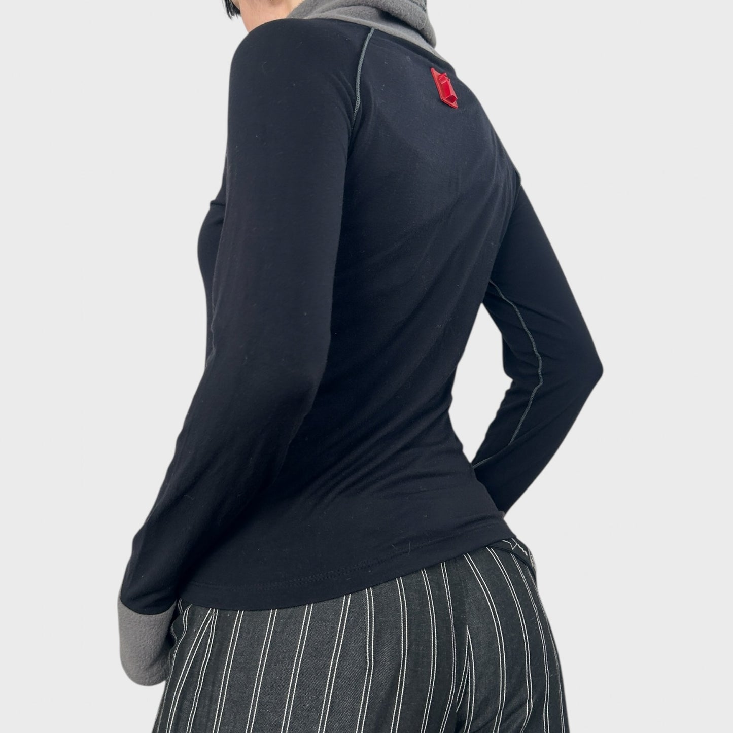 Cop Copine Black Bi-Material Graphic Long Sleeve - M