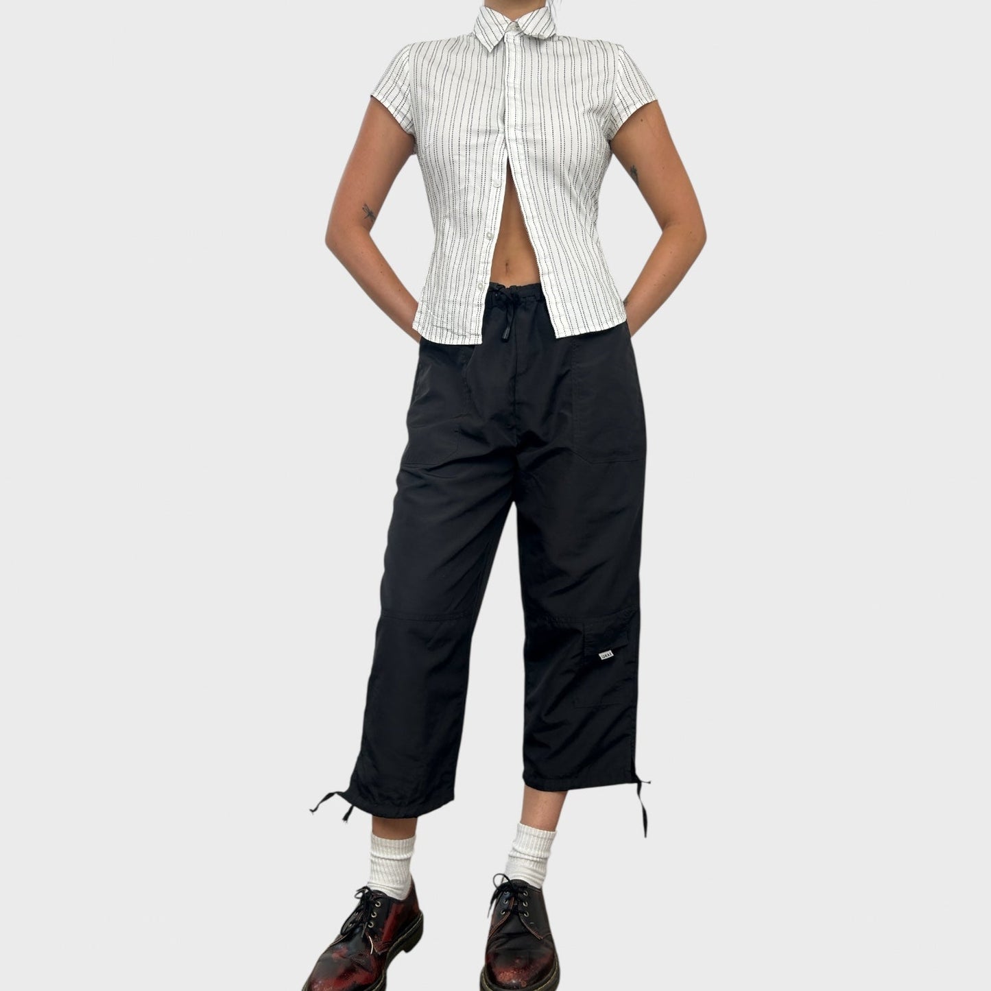 Black Sporty Wide Leg Capris - S