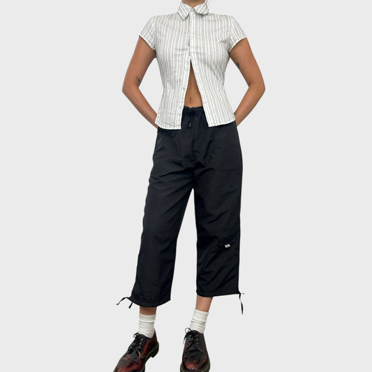 Black Sporty Wide Leg Capris - S