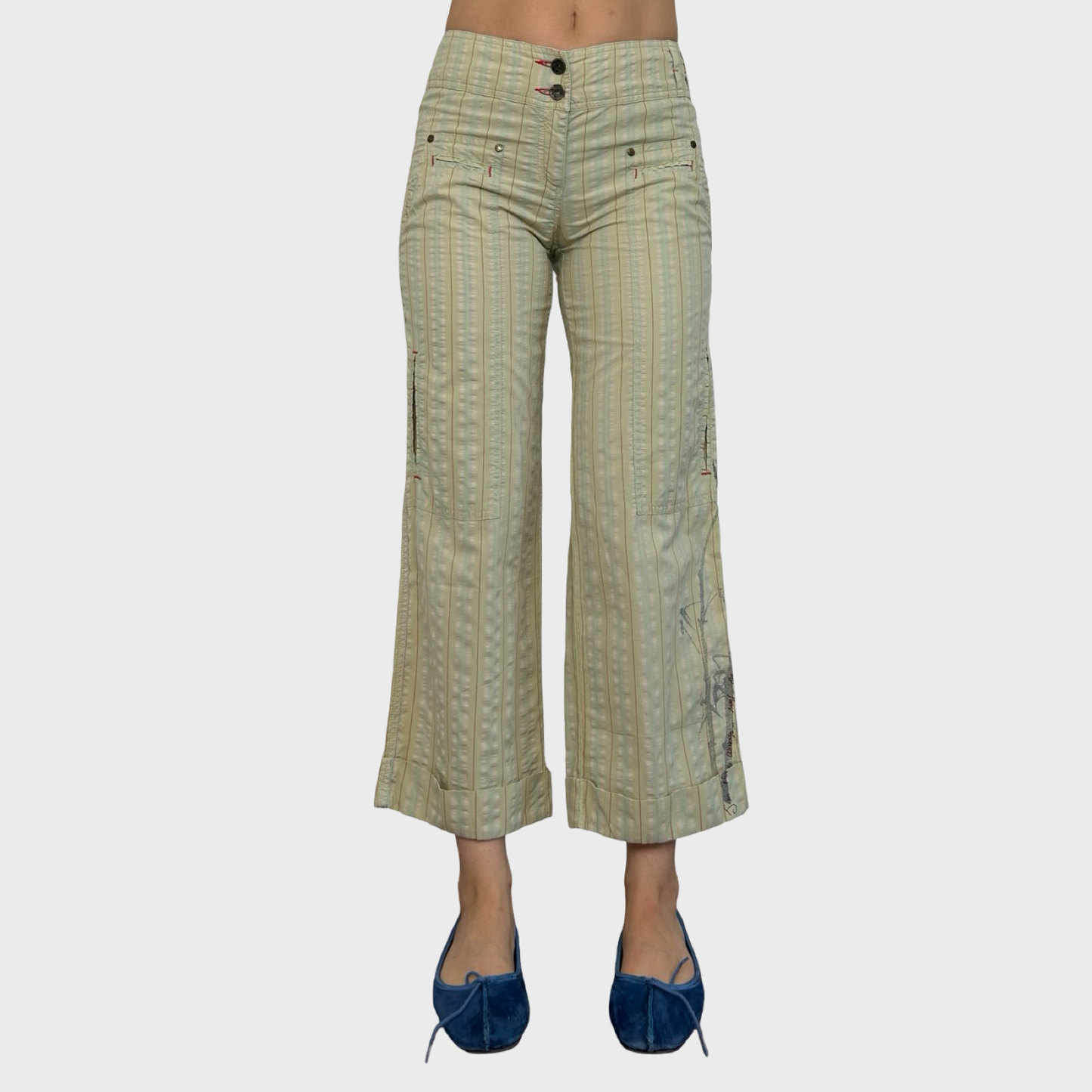 Cop Copine Striped Capri Trousers - XS/S