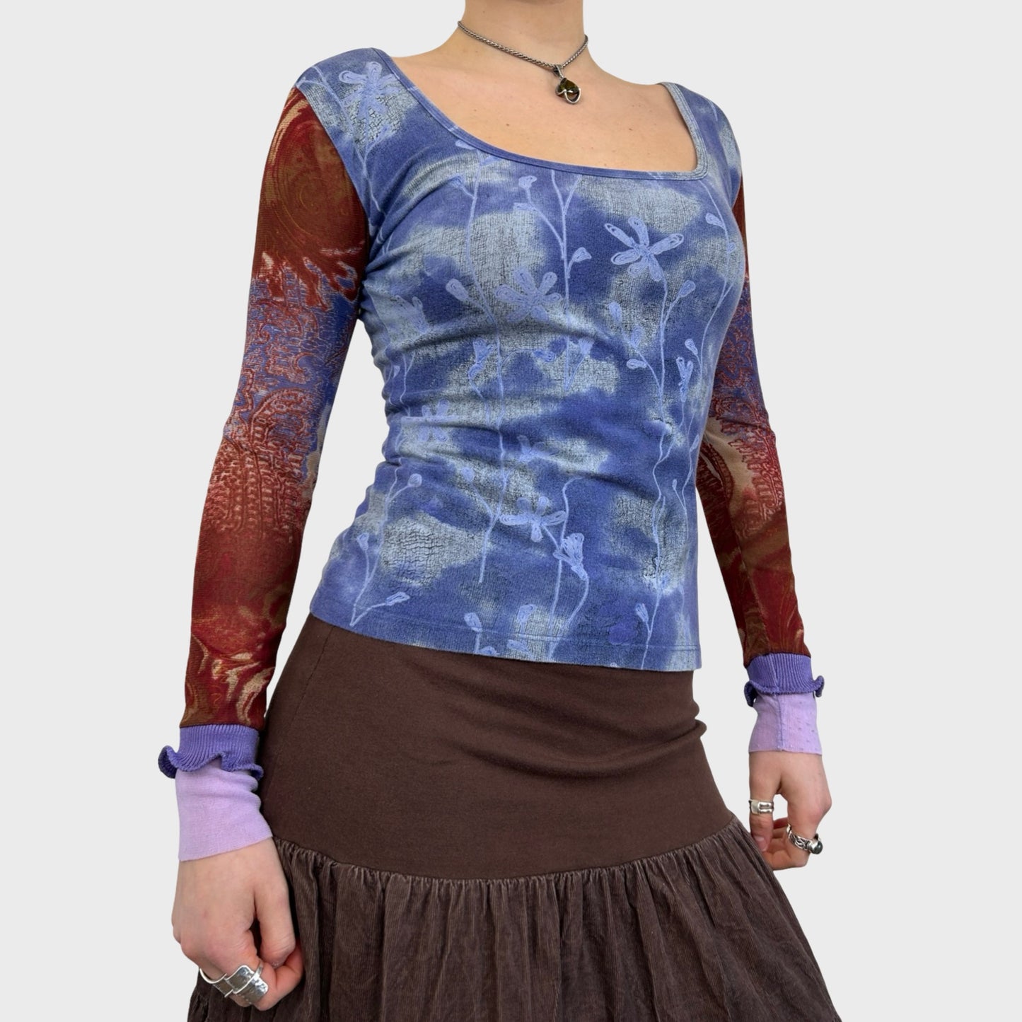 Save The Queen Graphic Bi-Material Long Sleeve Top - S/M