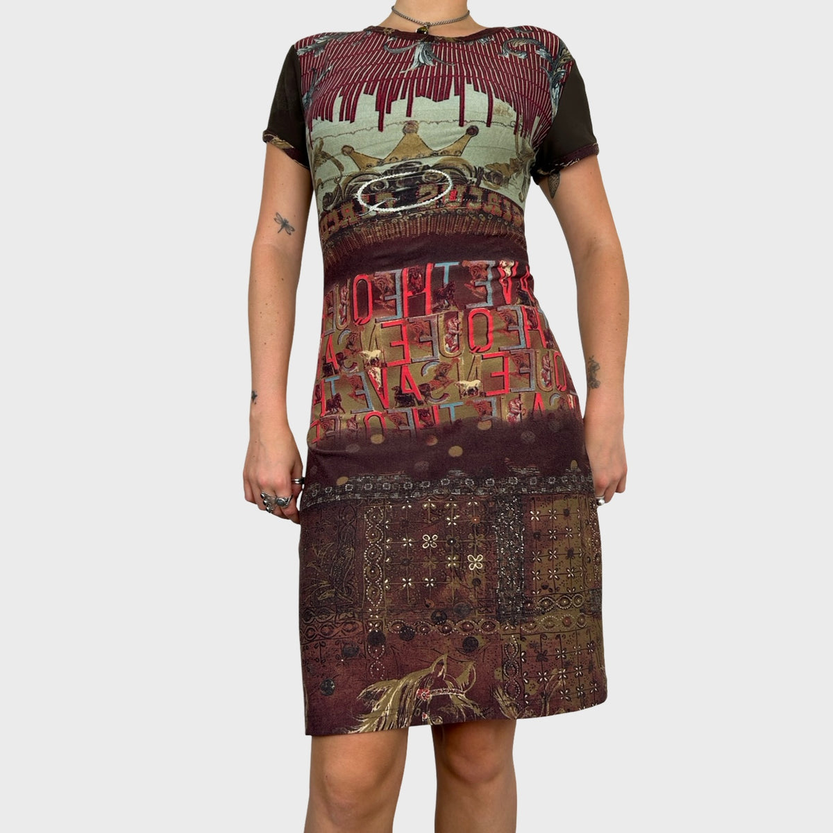 Save The Queen Graphic Print Mini Dress - M