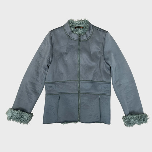 Cop Copine Grey Fur Lined Zip Up Jacket - S/M