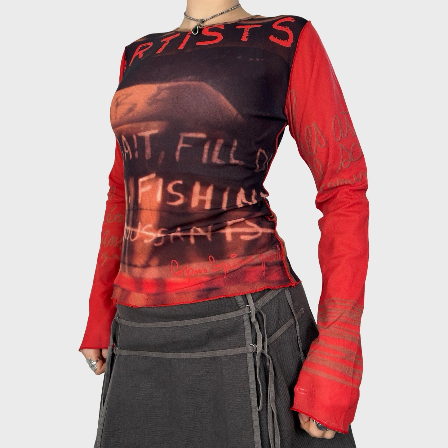 Cop Copine Graphic Mesh Long Sleeve - M