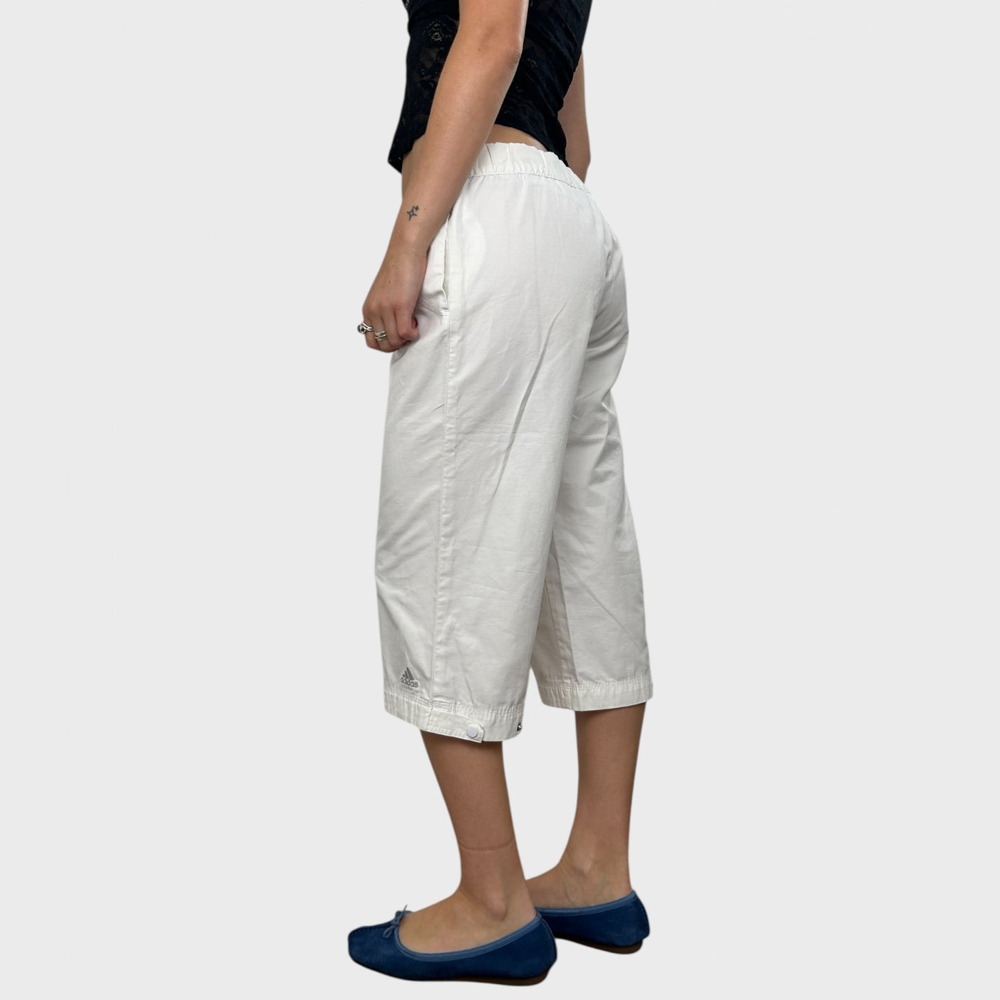 White Adidas Sporty Capris - S/M