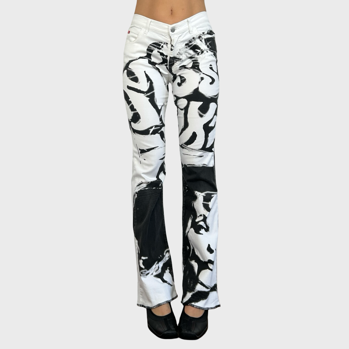 Miss Sixty Graphic Face Print Jeans - S/M