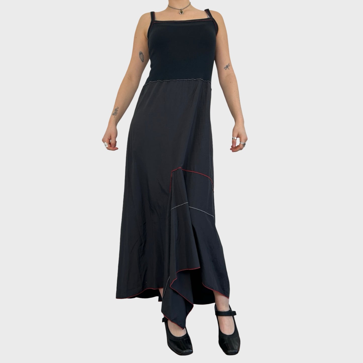 Cop Copine Black Bi-Material Maxi Dress - M/L